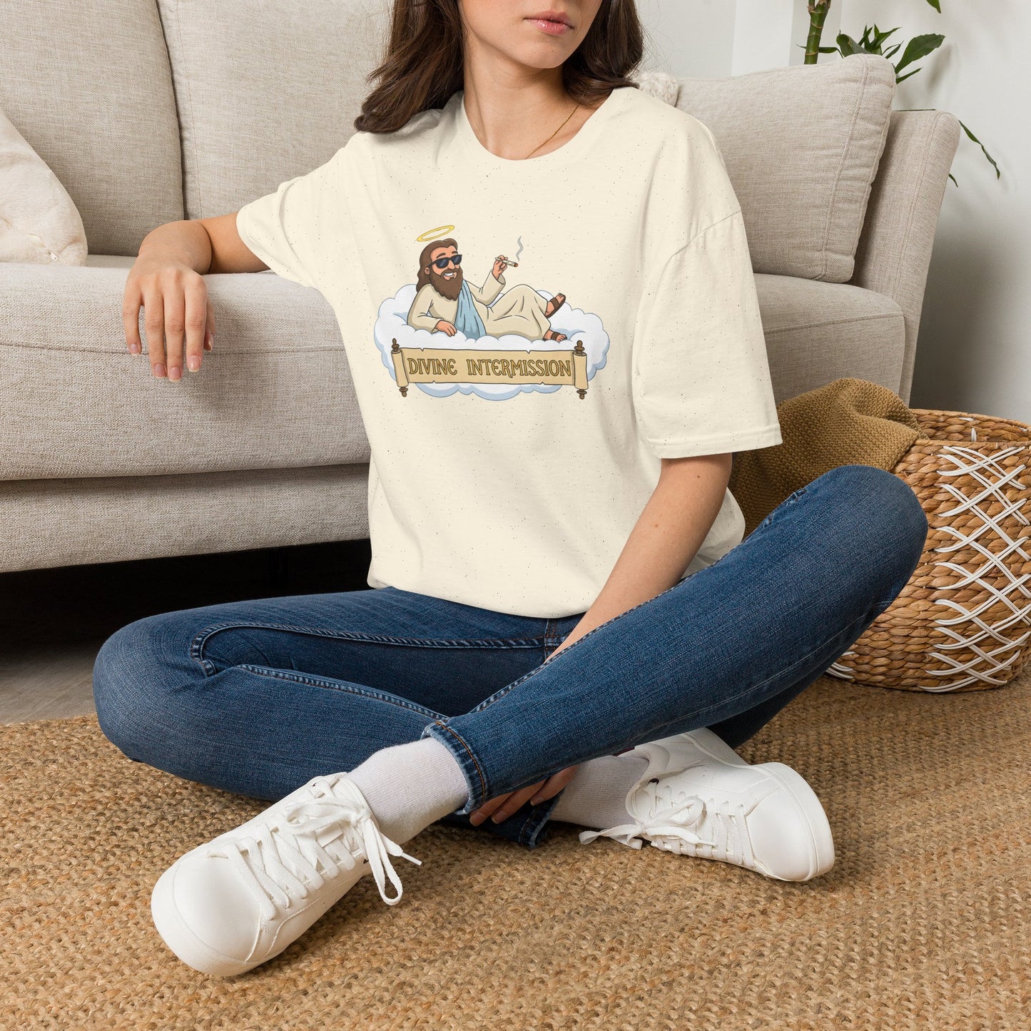 T-Shirt — "Divine Intermission" Relaxed Jesus Graphic Tee