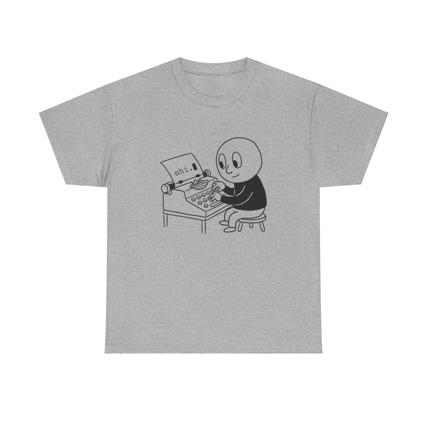 Smiley Cartoon Typist, T-Shirt | Retro Typewriter Player Tee
