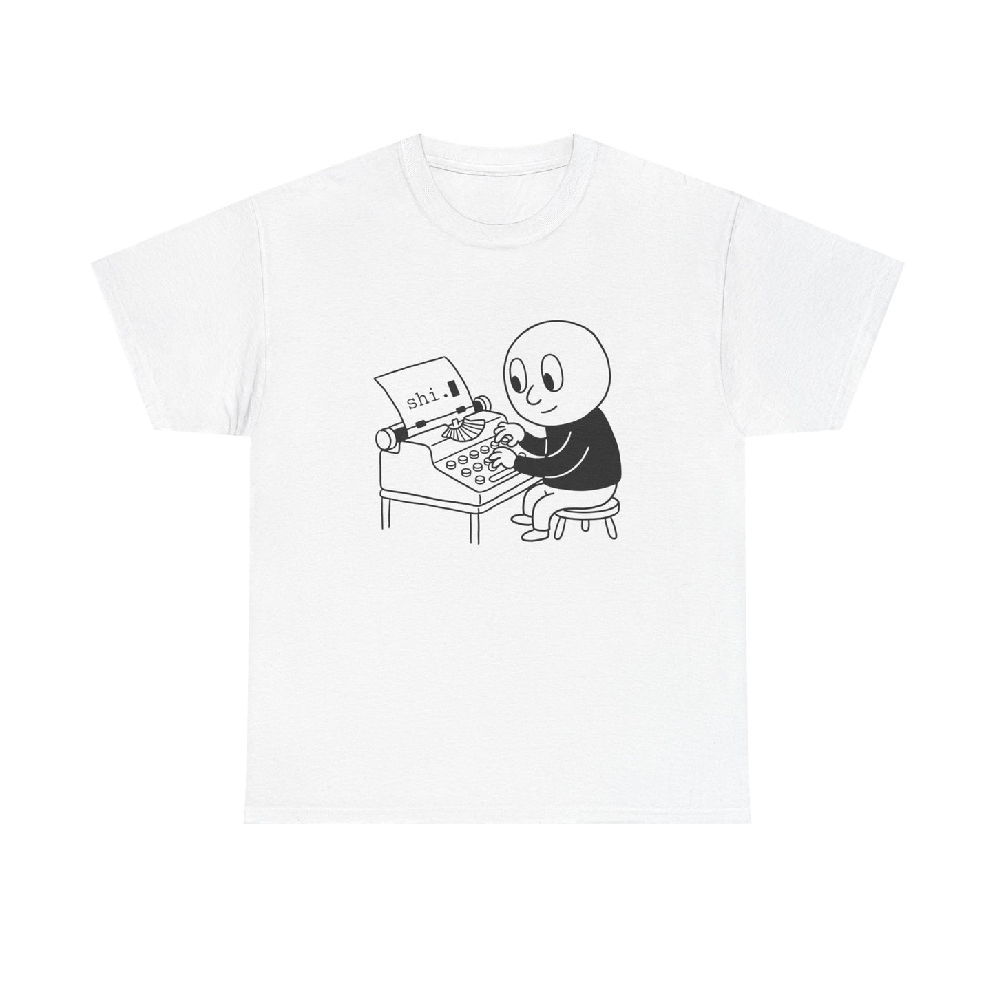 Smiley Cartoon Typist, T-Shirt | Retro Typewriter Player Tee