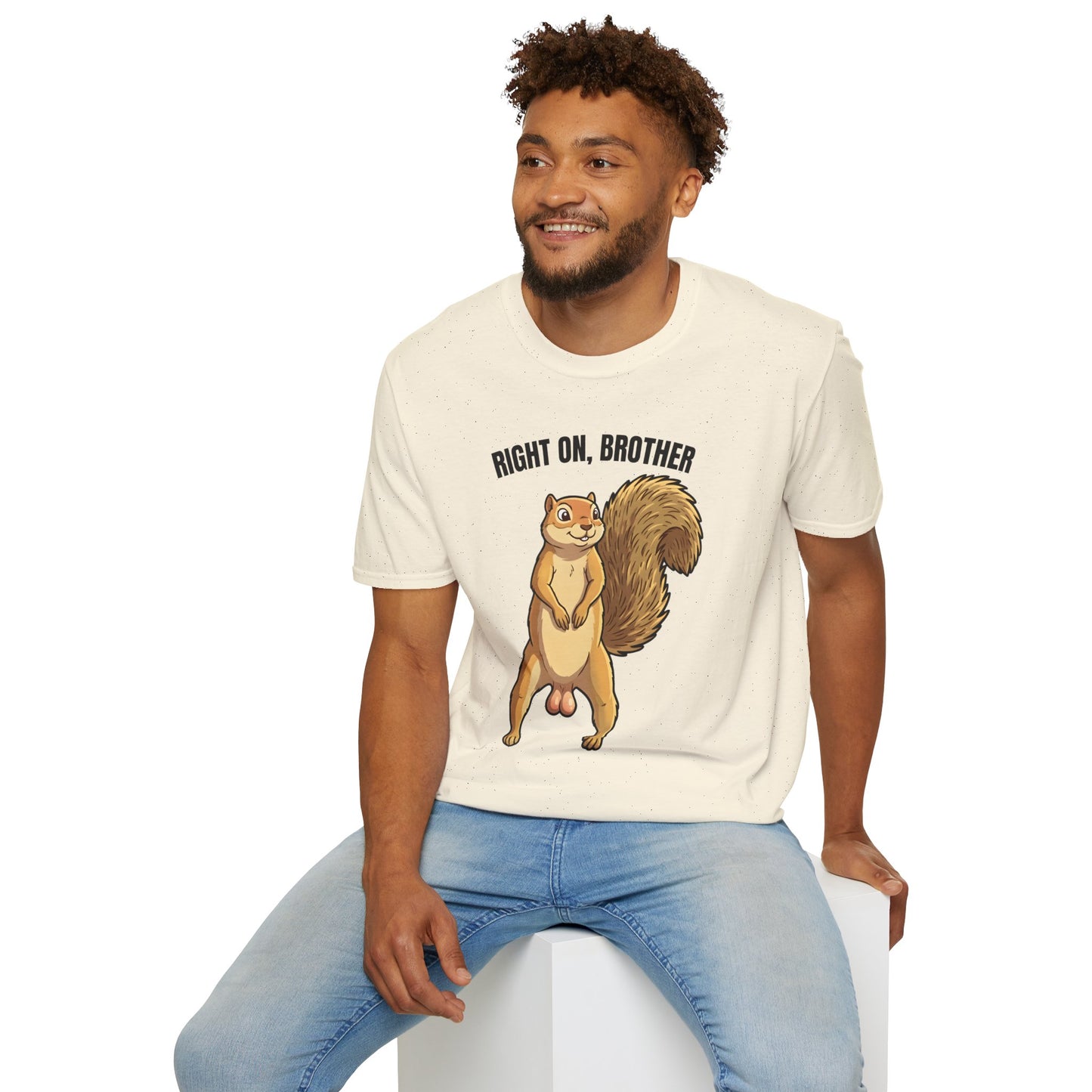 Right On Brother Squirrel T-Shirt | Retro 70s Groovy Animal Illustration | Gift Nature Lover Hippie Vintage Fan | Peace Love Wildlife Tee