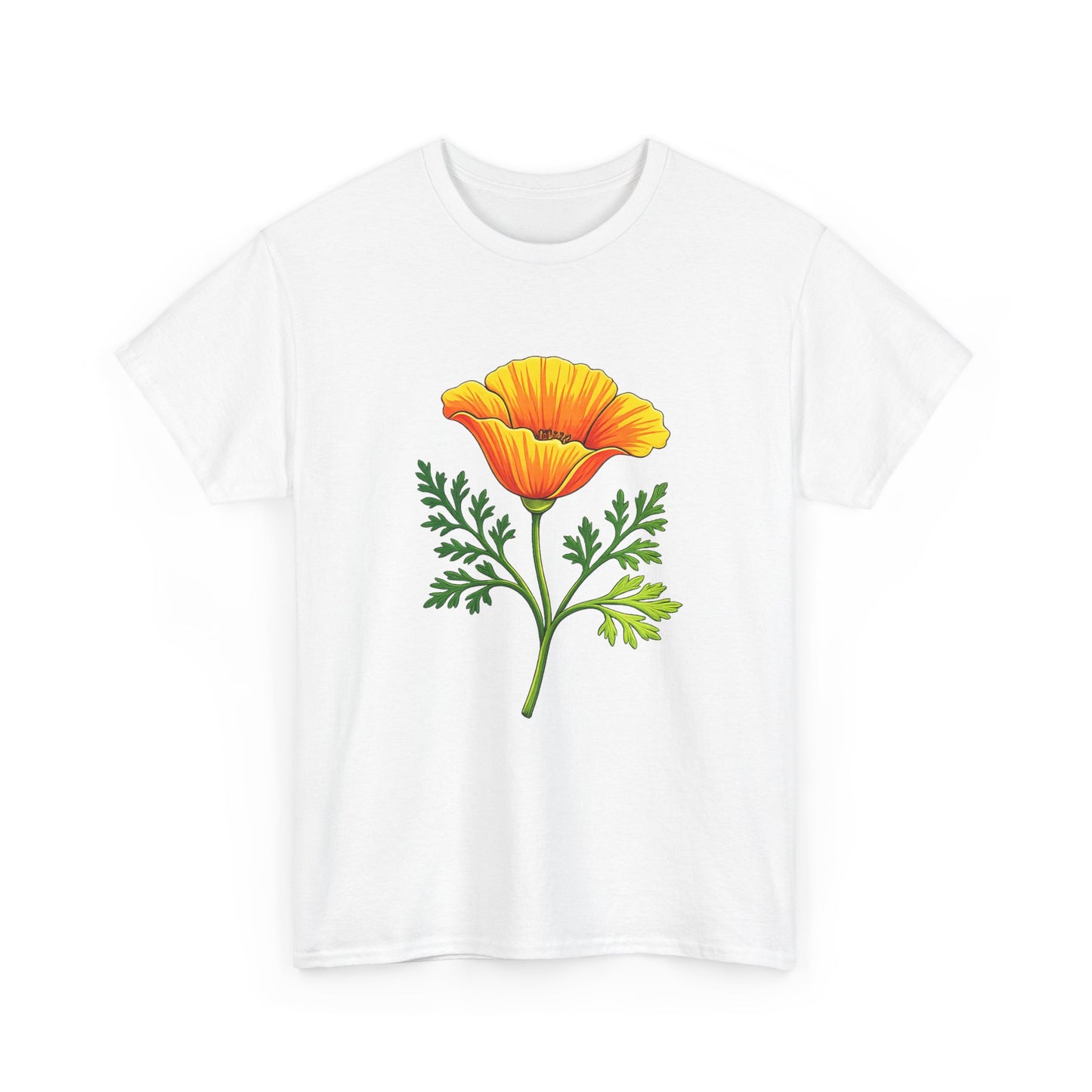California Poppy T-Shirt | Orange Wildflower State Flower Botanical Tee | CA Pride Gift for Nature Lover Gardener | Spring Floral Shirt