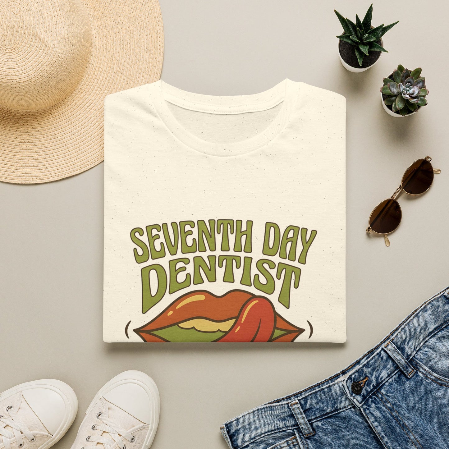 Seventh Day Dentist Thou Shall FlosstH T-Shirt | Funny Dental Hygienist Tooth Humor |Dental Student | Religious Pun Tee