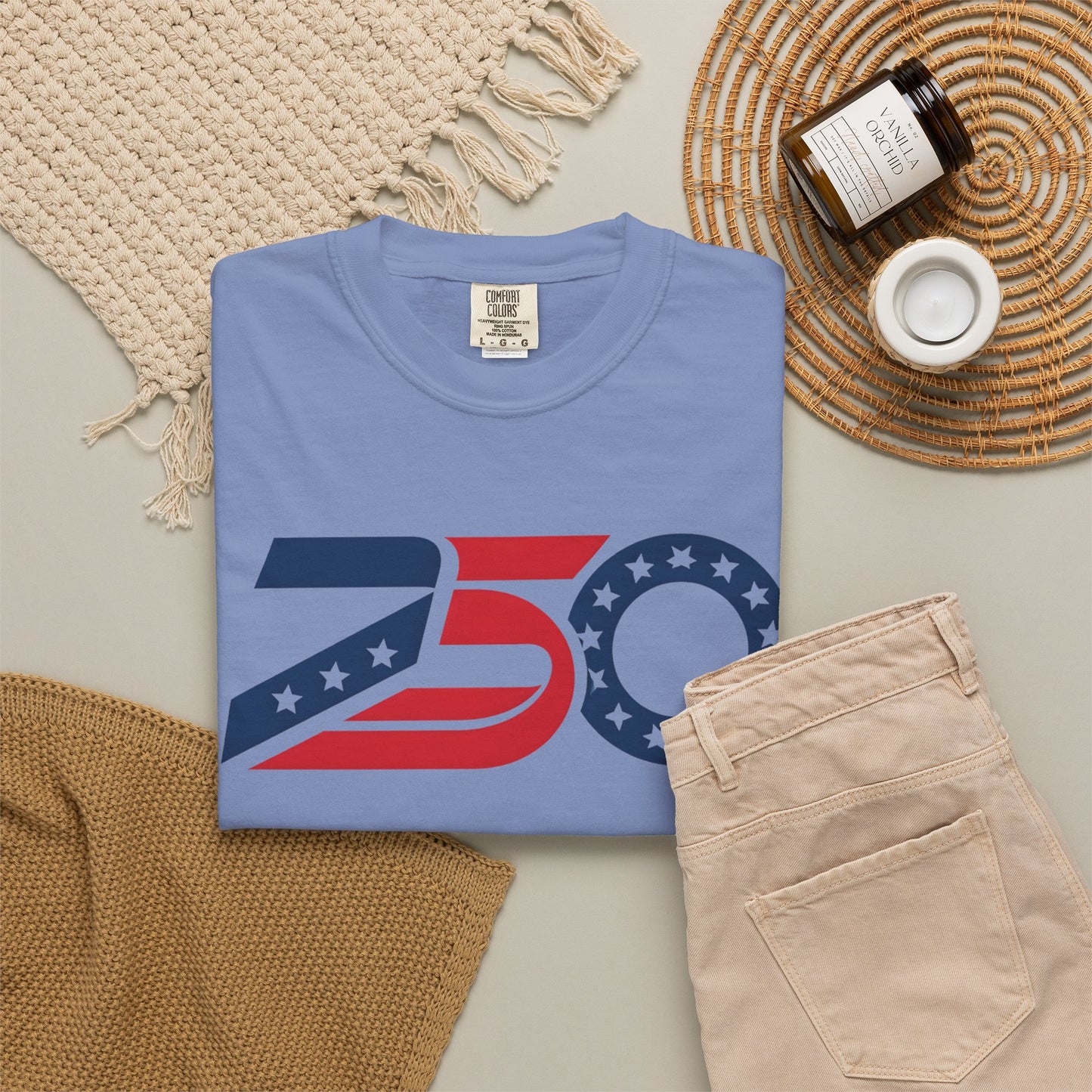 Retro 250 Flag Logo T-shirt | Americana Stars Stripes 250 Design
