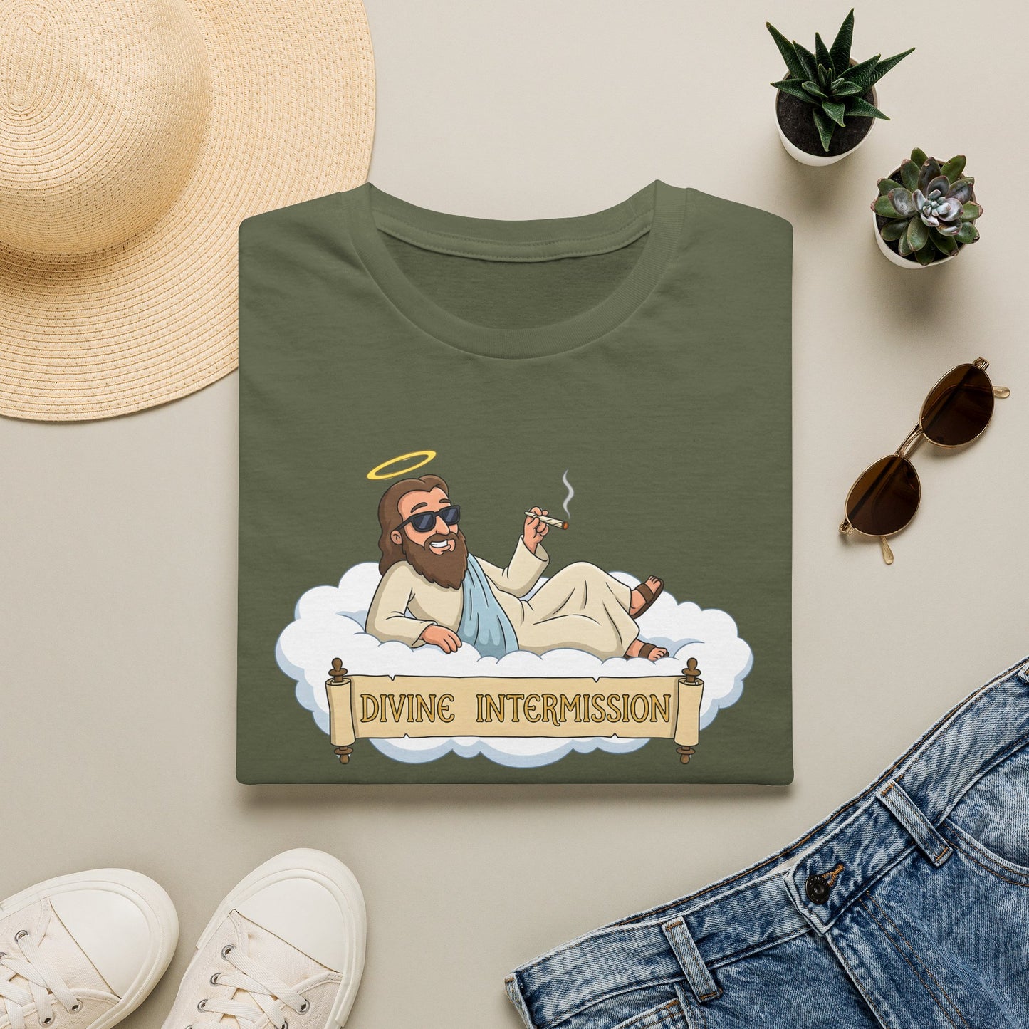 T-Shirt — "Divine Intermission" Relaxed Jesus Graphic Tee