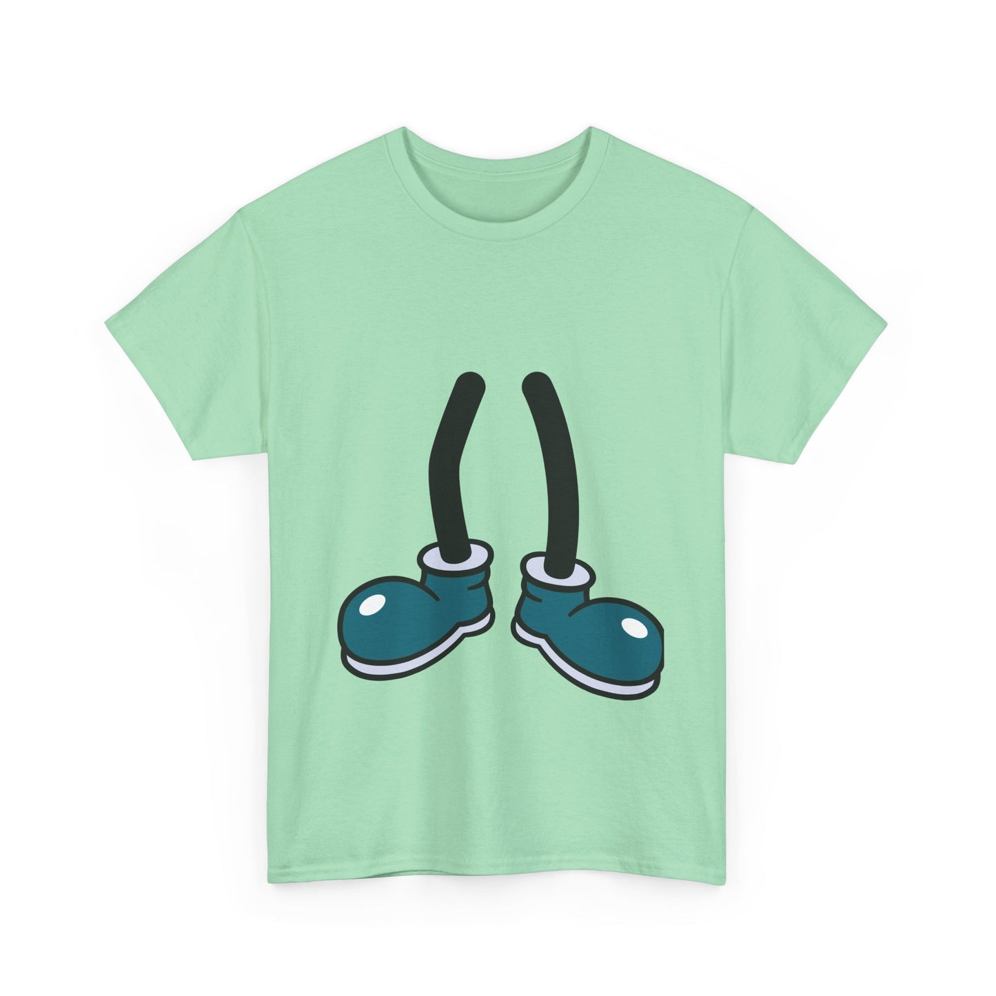 Blue Cartoon Shoes Walking Legs T-Shirt | Funny Quirky Illustration Humor Tee | Gift for Sneaker Lover Fashion Fan | Playful Art Statement