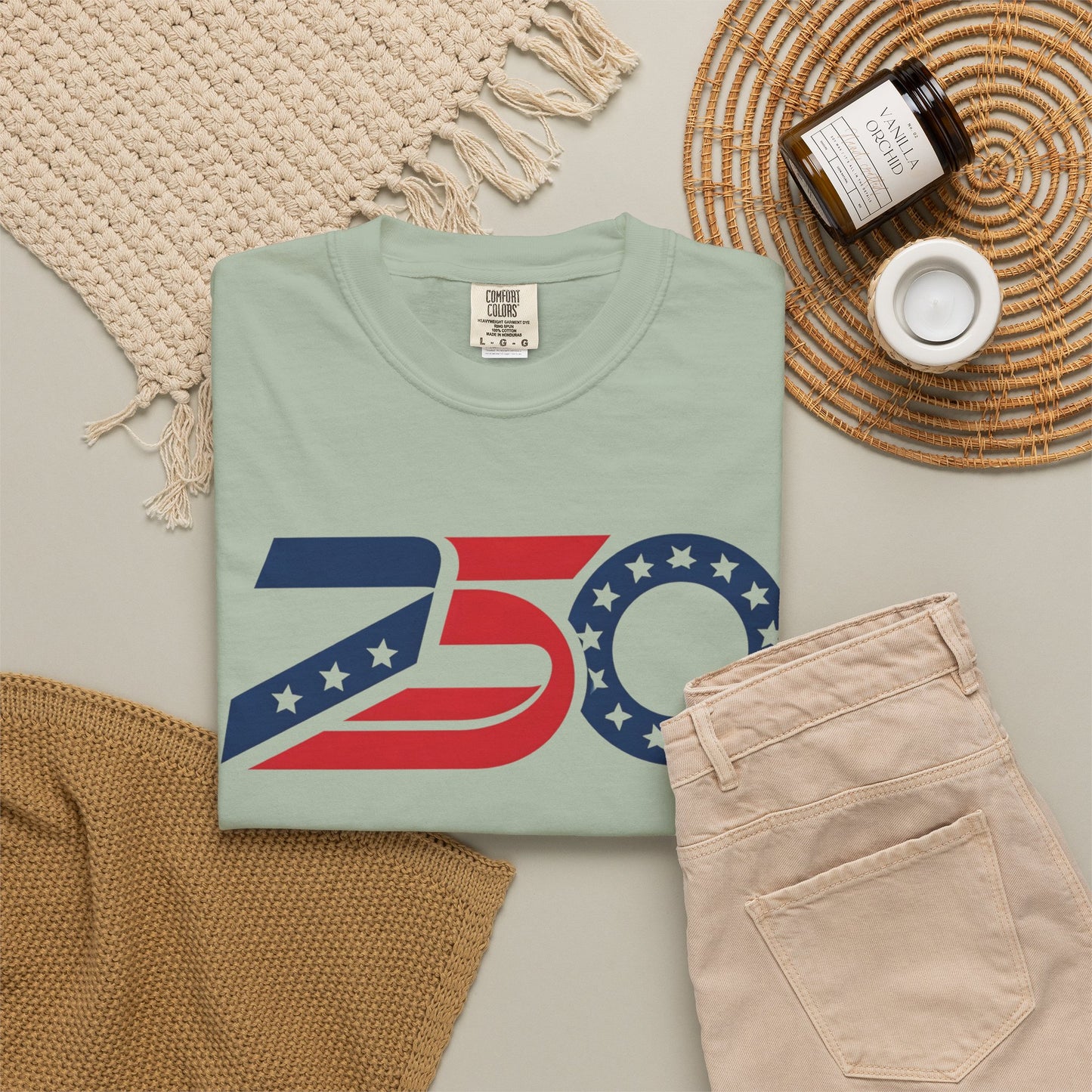 Retro 250 Flag Logo T-shirt | Americana Stars Stripes 250 Design