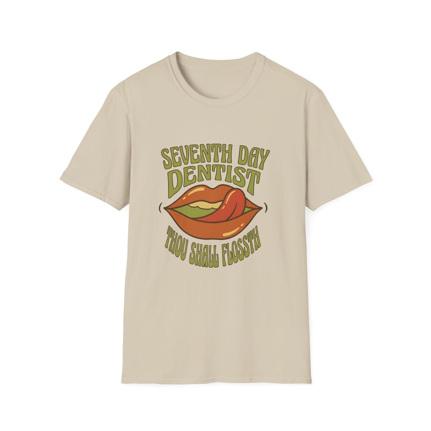 Seventh Day Dentist Thou Shall FlosstH T-Shirt | Funny Dental Hygienist Tooth Humor |Dental Student | Religious Pun Tee