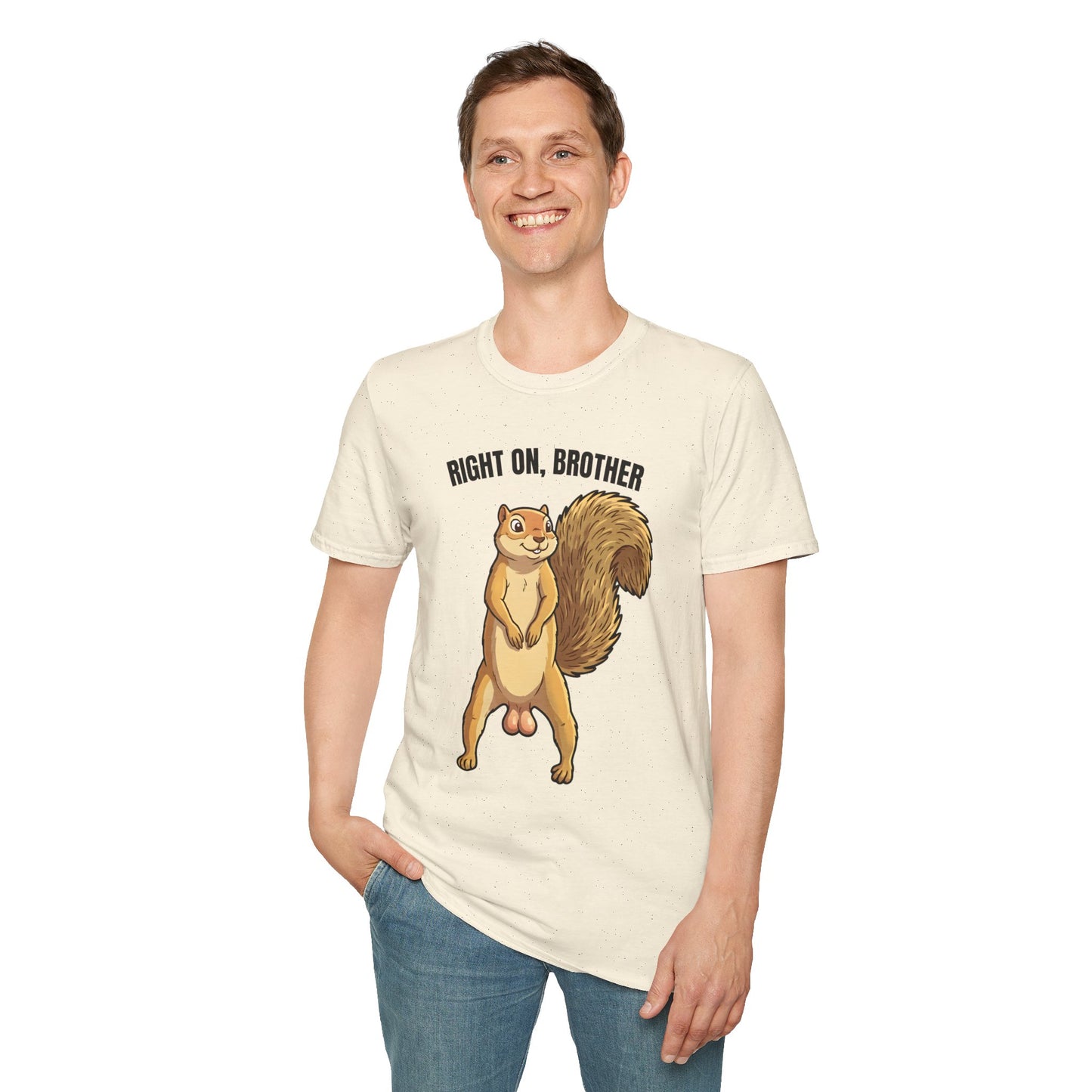 Right On Brother Squirrel T-Shirt | Retro 70s Groovy Animal Illustration | Gift Nature Lover Hippie Vintage Fan | Peace Love Wildlife Tee