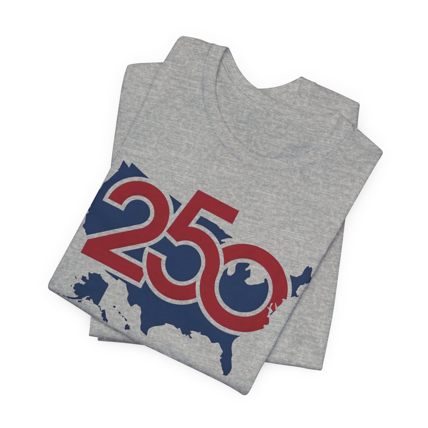 250 USA map T-Shirt | patriotic outline, red white blue numbers | Independence Day