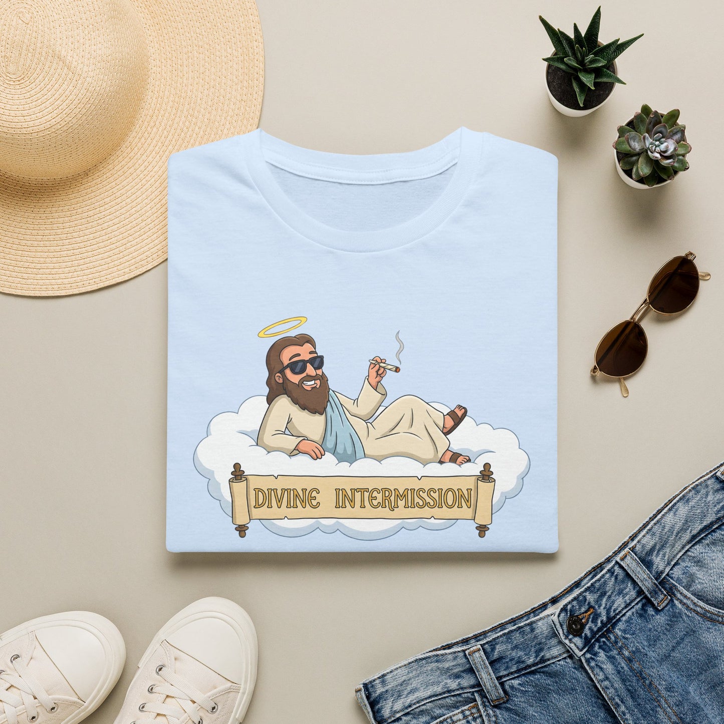 T-Shirt — "Divine Intermission" Relaxed Jesus Graphic Tee