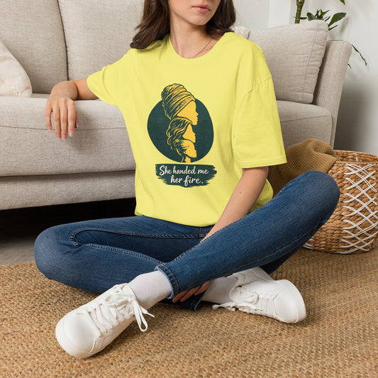 T-Shirt — 'She Handed Me Her Fire' Vintage Woman Portrait Tee