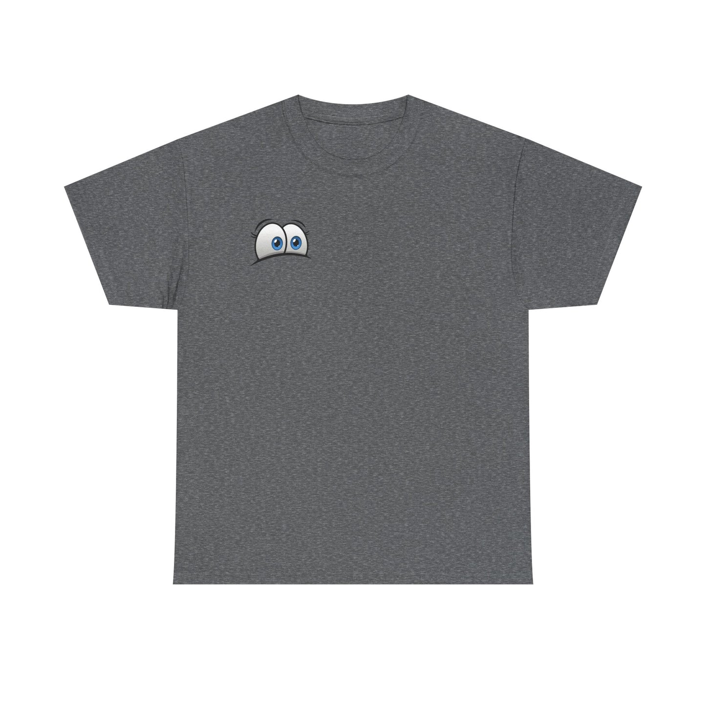 Peeking Eyes Cartoon T-Shirt | Funny Quirky Illustration Humor Tee | Gift for Comedy Fan Meme Lover | Playful Statement Shirt