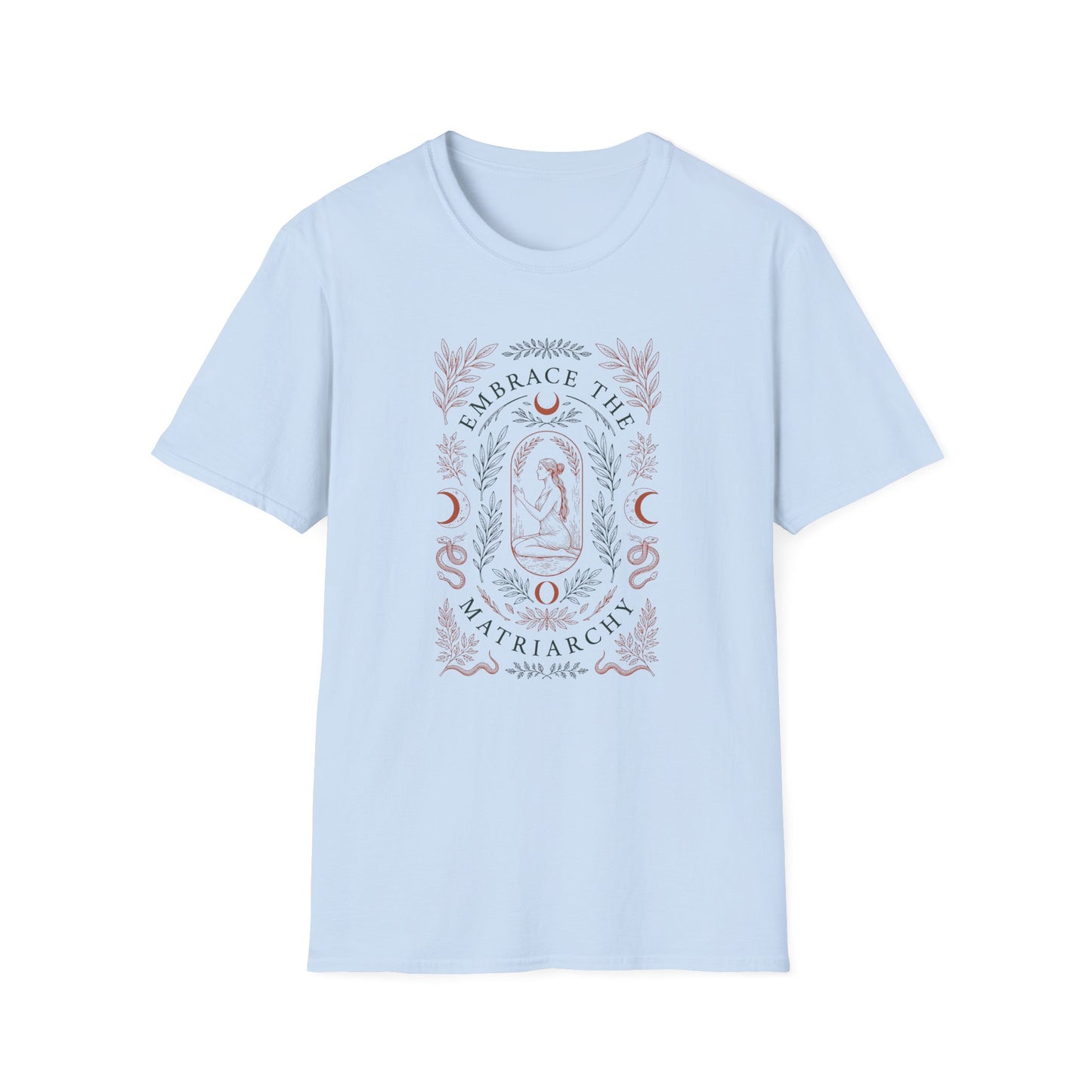 Embrace the Matriarchy T-Shirt — Feminine Boho Moon Graphic Tee