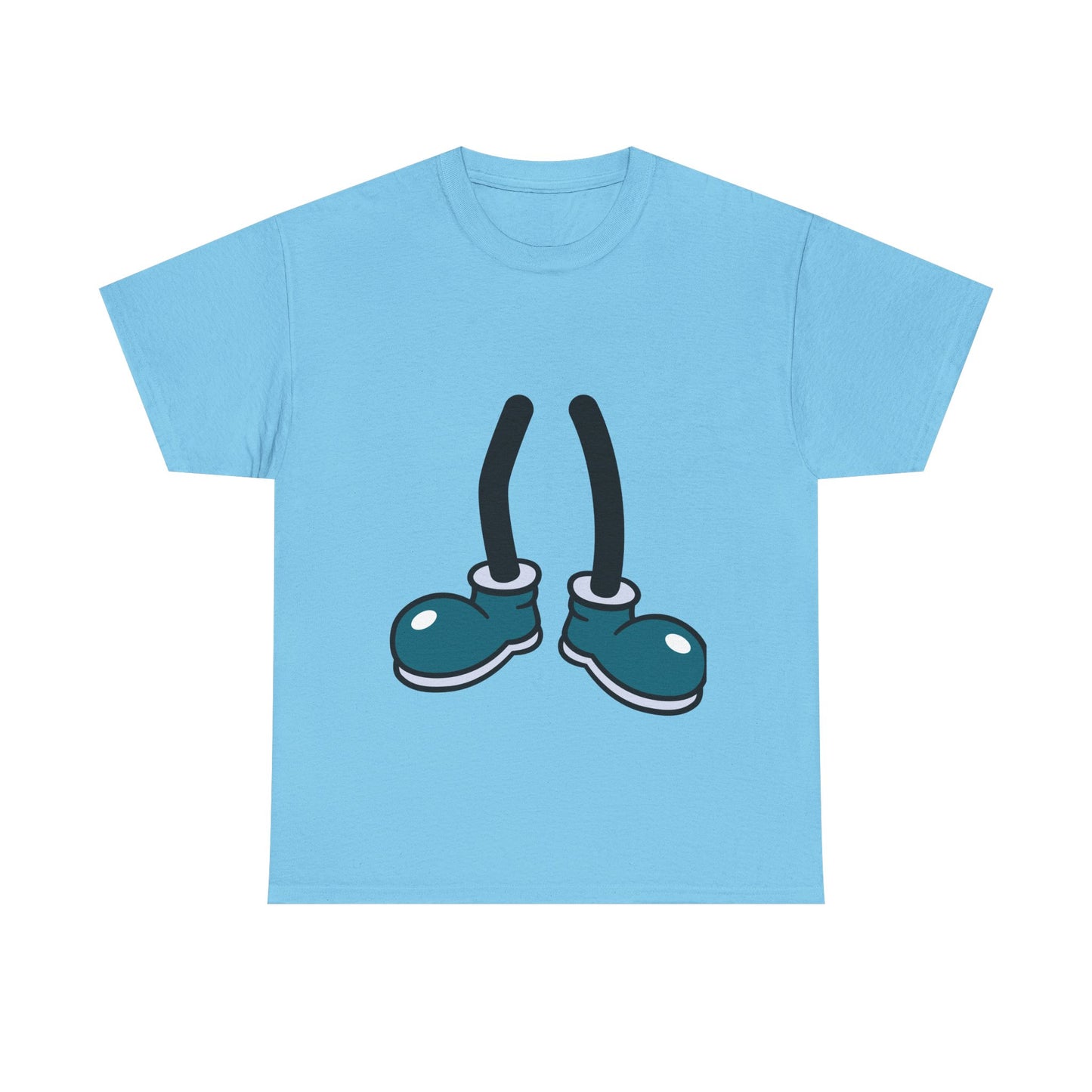 Blue Cartoon Shoes Walking Legs T-Shirt | Funny Quirky Illustration Humor Tee | Gift for Sneaker Lover Fashion Fan | Playful Art Statement