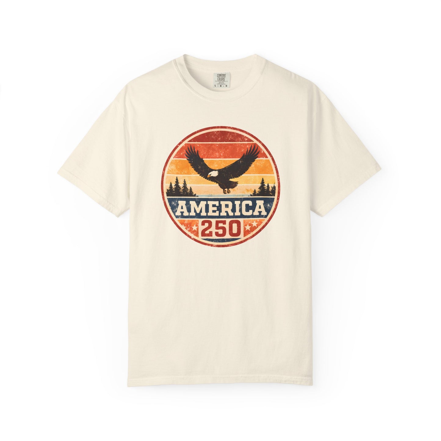 Vintage Eagle America 250 T-shirt | Retro Sunset Flag Badge