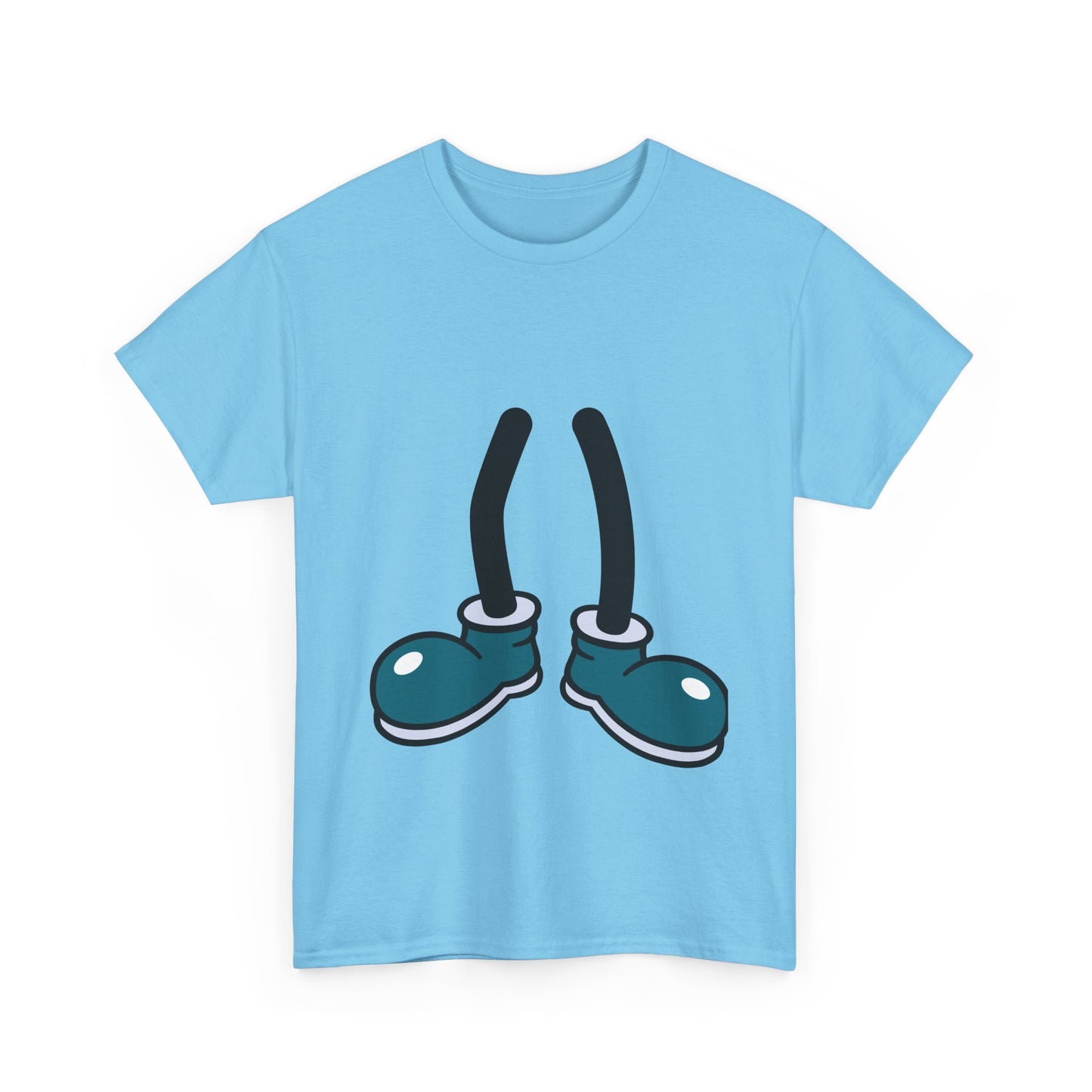 Blue Cartoon Shoes Walking Legs T-Shirt | Funny Quirky Illustration Humor Tee | Gift for Sneaker Lover Fashion Fan | Playful Art Statement