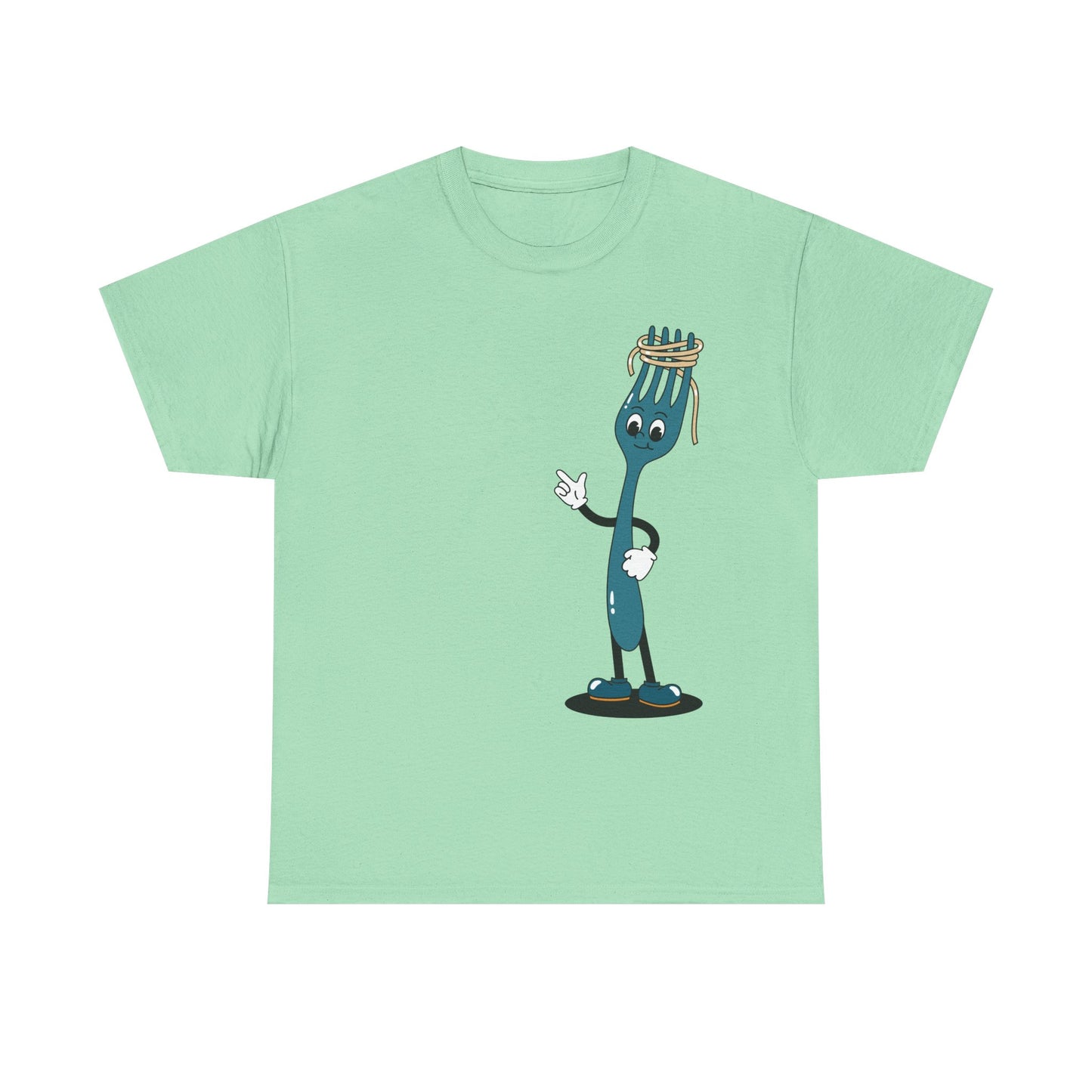 Quirky Fork Cartoon T-Shirt | Funny Kitchen Utensil Illustration | Gift for Foodie Chef Cook Baker | Whimsical Food Humor Tee