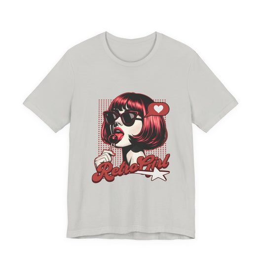 Retro Girl Illustration T-Shirt | Pop Art Sunglasses Vintage 60s Style | Gift for Vintage Lover Fashion Fan | Groovy Female Art Tee
