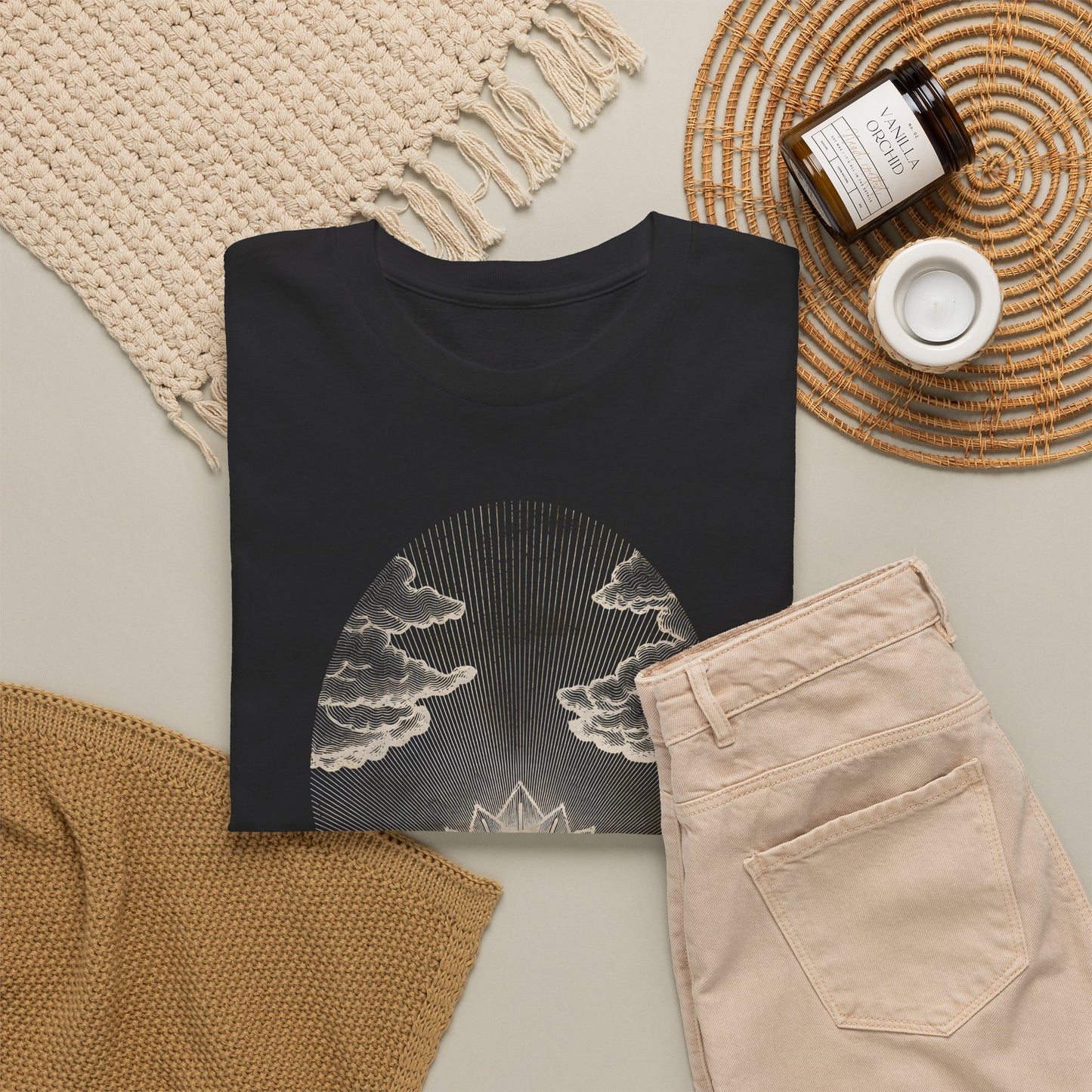 Sunrise Oval Graphic Tee — "Maranatha" Vintage Sunset T-Shirt