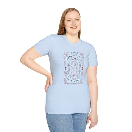 Embrace the Matriarchy T-Shirt — Feminine Boho Moon Graphic Tee