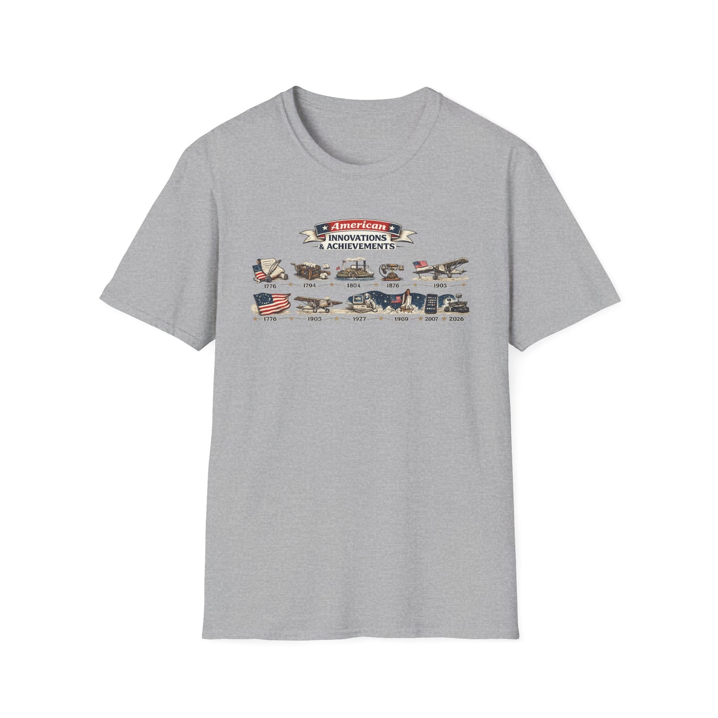 American Innovations Achievements T-Shirt | USA 250 History Science Technology | Semiquincentennial  Educational Gift | American Pride Tee