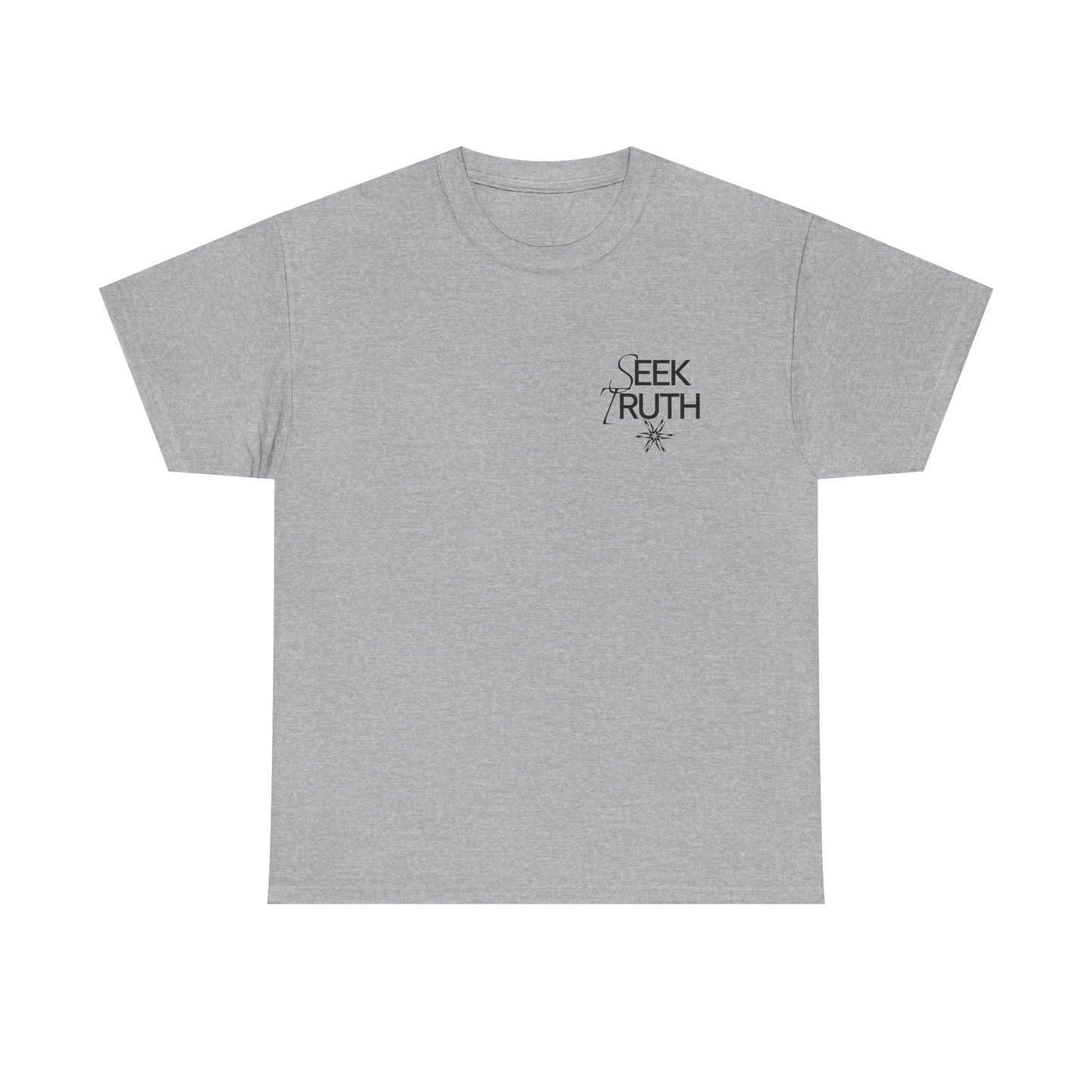 Seek Truth T-Shirt | Minimalist Philosophy Script Logo Tee | Gift for Truth Seeker Thinker Free Spirit | Inspirational Statement Shirt