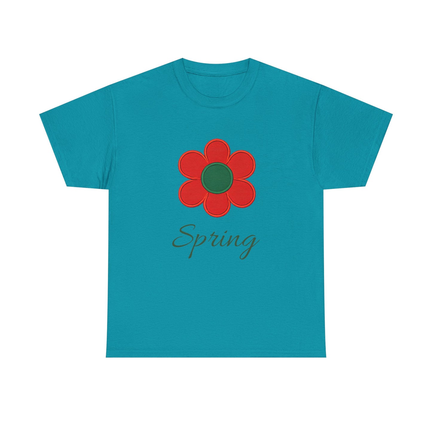 Red Floral Spring T-Shirt | Bold Flower Graphic Design Tee | Gift for Gardener Botanical Lover | Vibrant Nature Art Shirt
