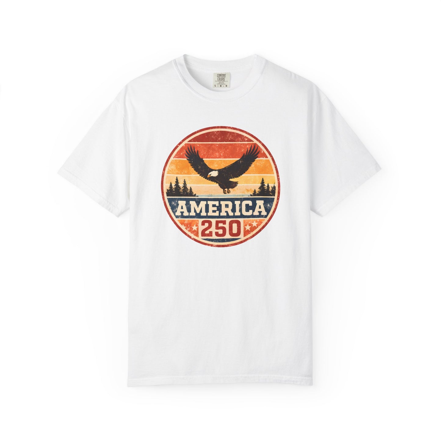 Vintage Eagle America 250 T-shirt | Retro Sunset Flag Badge