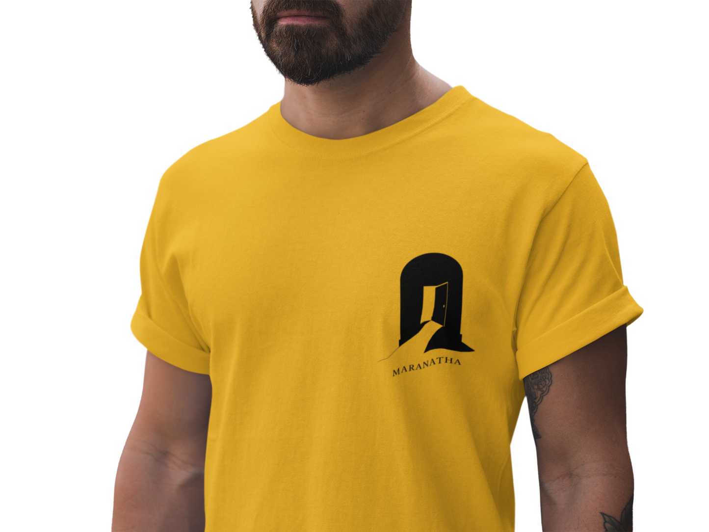 Minimalist 'Doorway' Graphic Tee — Monochrome Small Chest Logo T-Shirt