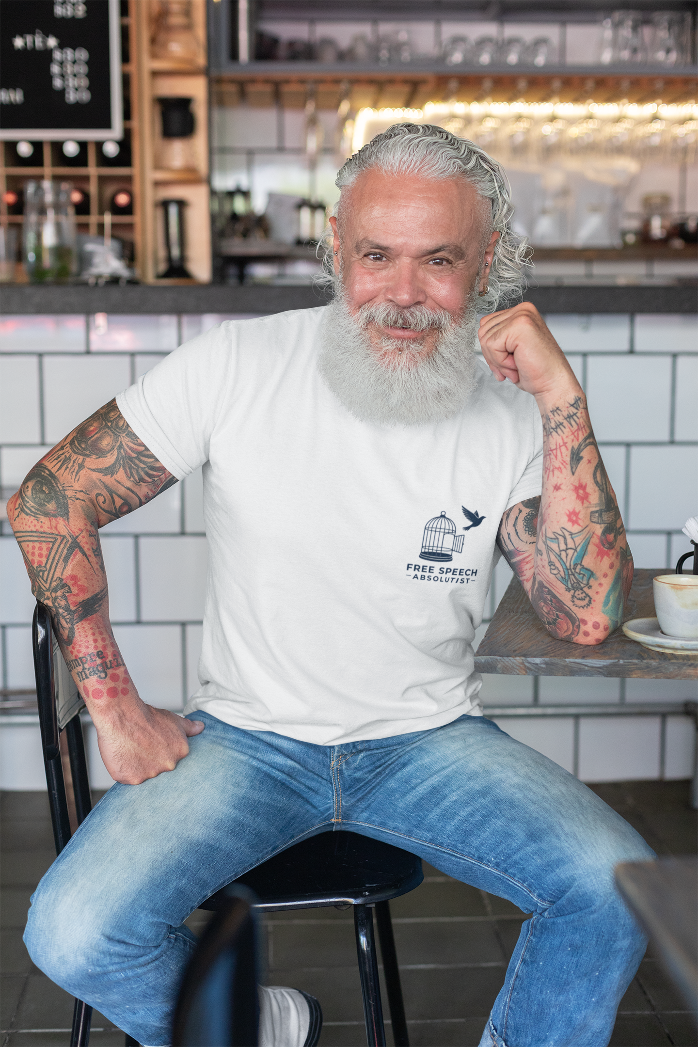 Freedom Bird Tee — Small Chest Cage & Bird Graphic Shirt