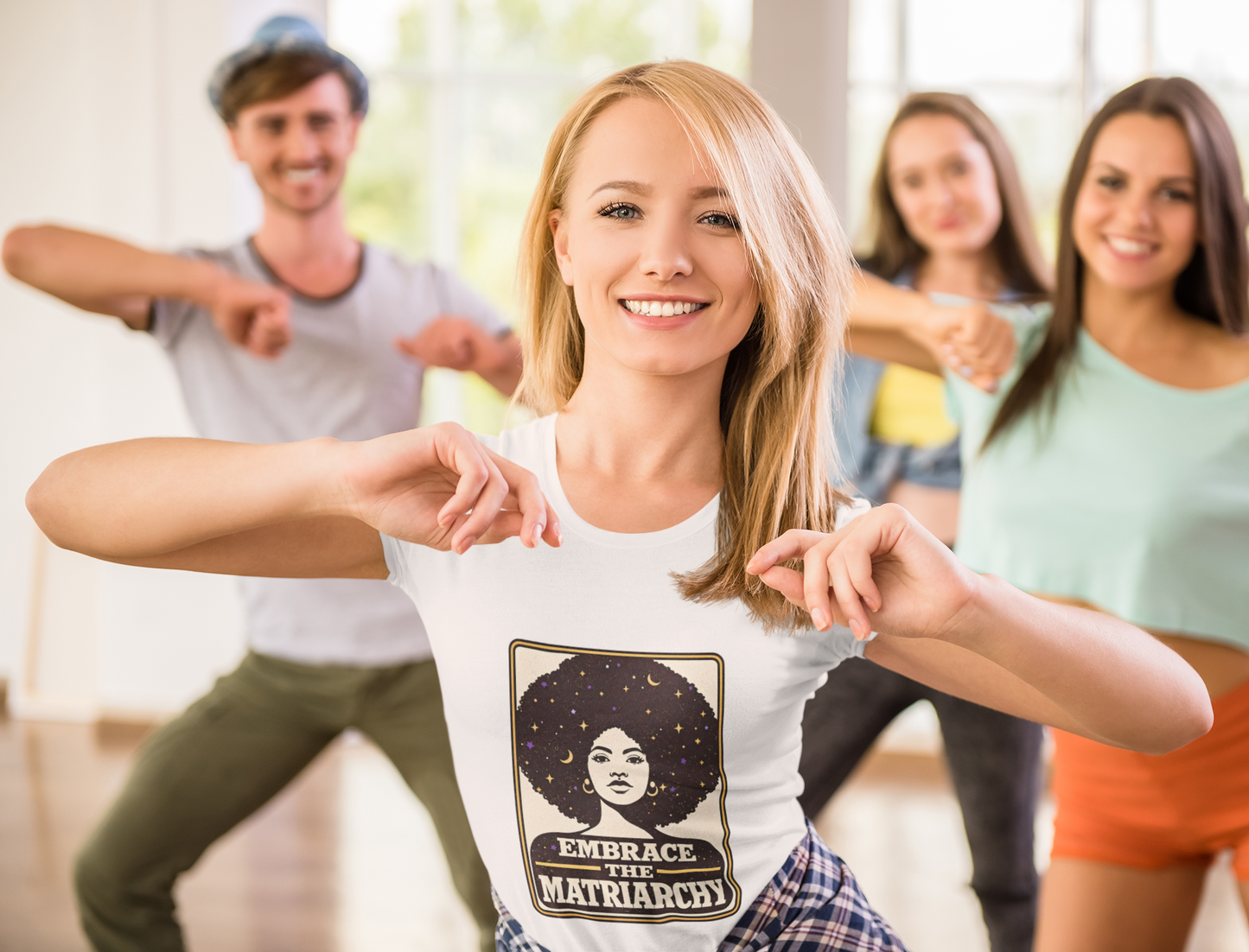 Embrace the Matriarchy T-Shirt | Retro Afro Woman Feminist Tee