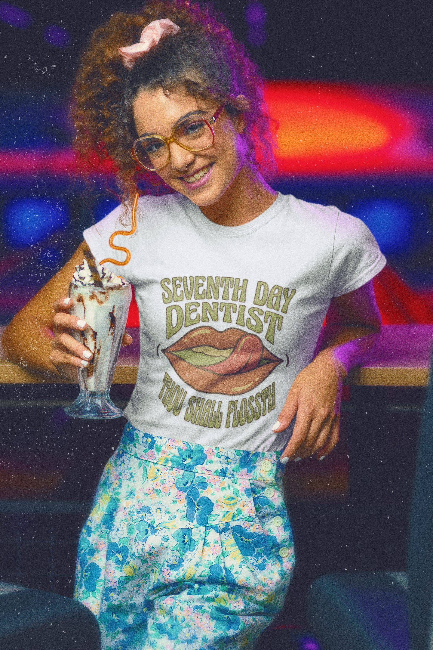 Seventh Day Dentist Thou Shall FlosstH T-Shirt | Funny Dental Hygienist Tooth Humor |Dental Student | Religious Pun Tee