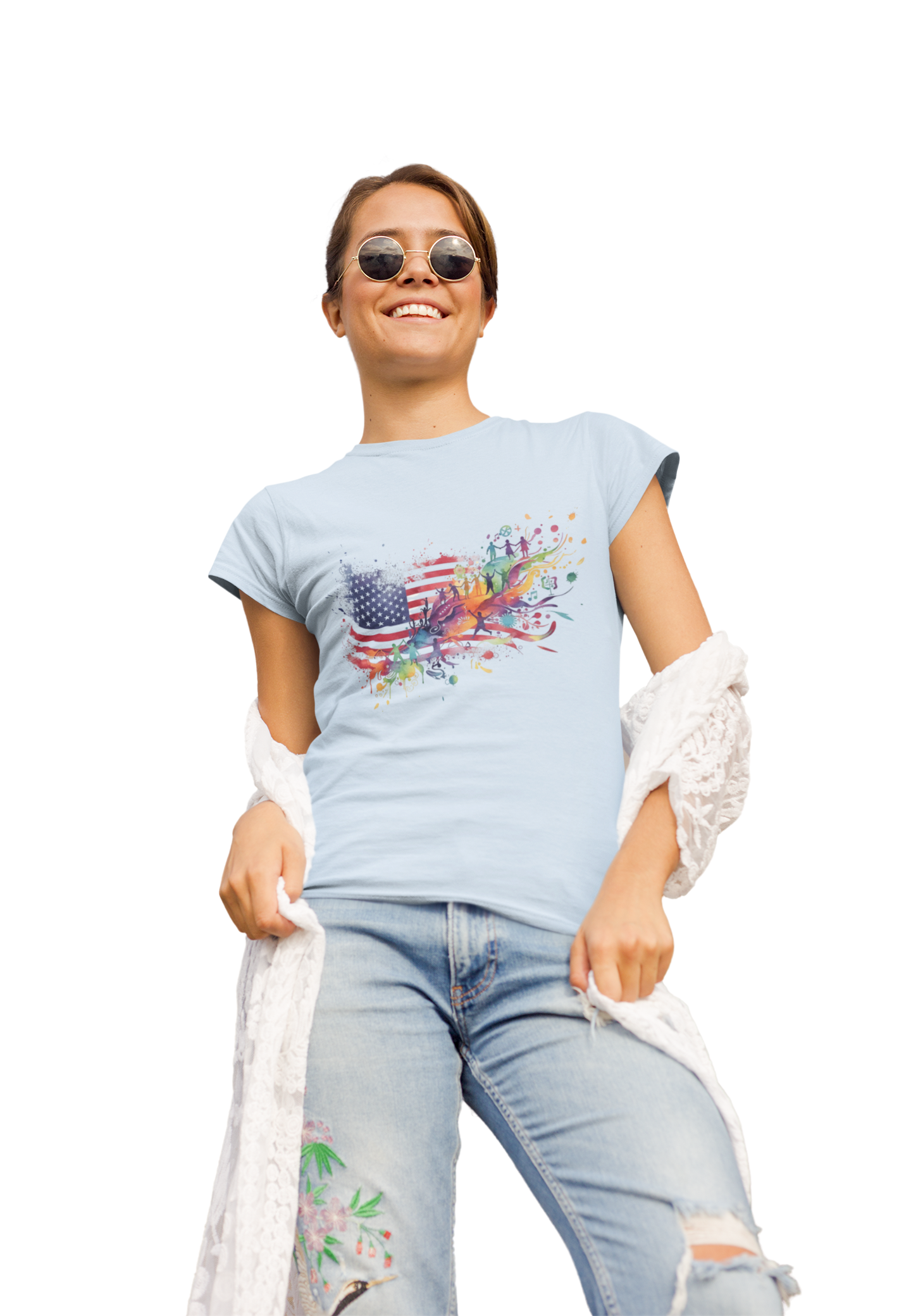 American Flag Watercolor Phoenix T-Shirt | USA 250 Rebirth Resilience Art | Semiquincentennial 2026 Patriotic Gift | 1776-2026 Symbol Tee