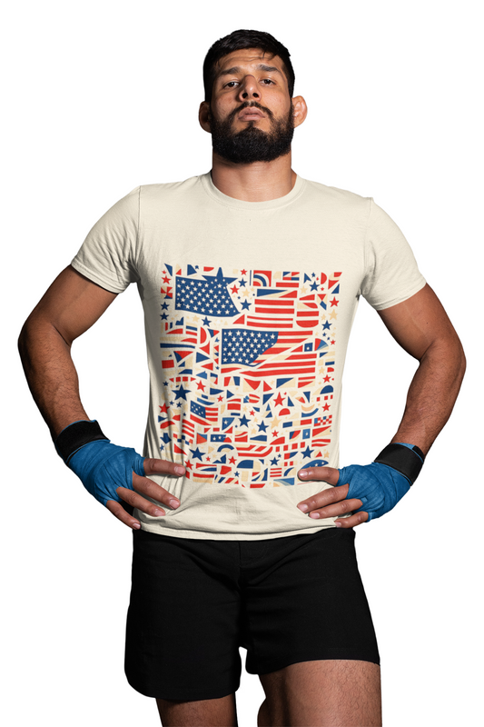 American Flag Mosaic T-Shirt | USA 250th Anniversary  | Semiquincentennial Patriotic Gift | 1776-2026 Abstract Art