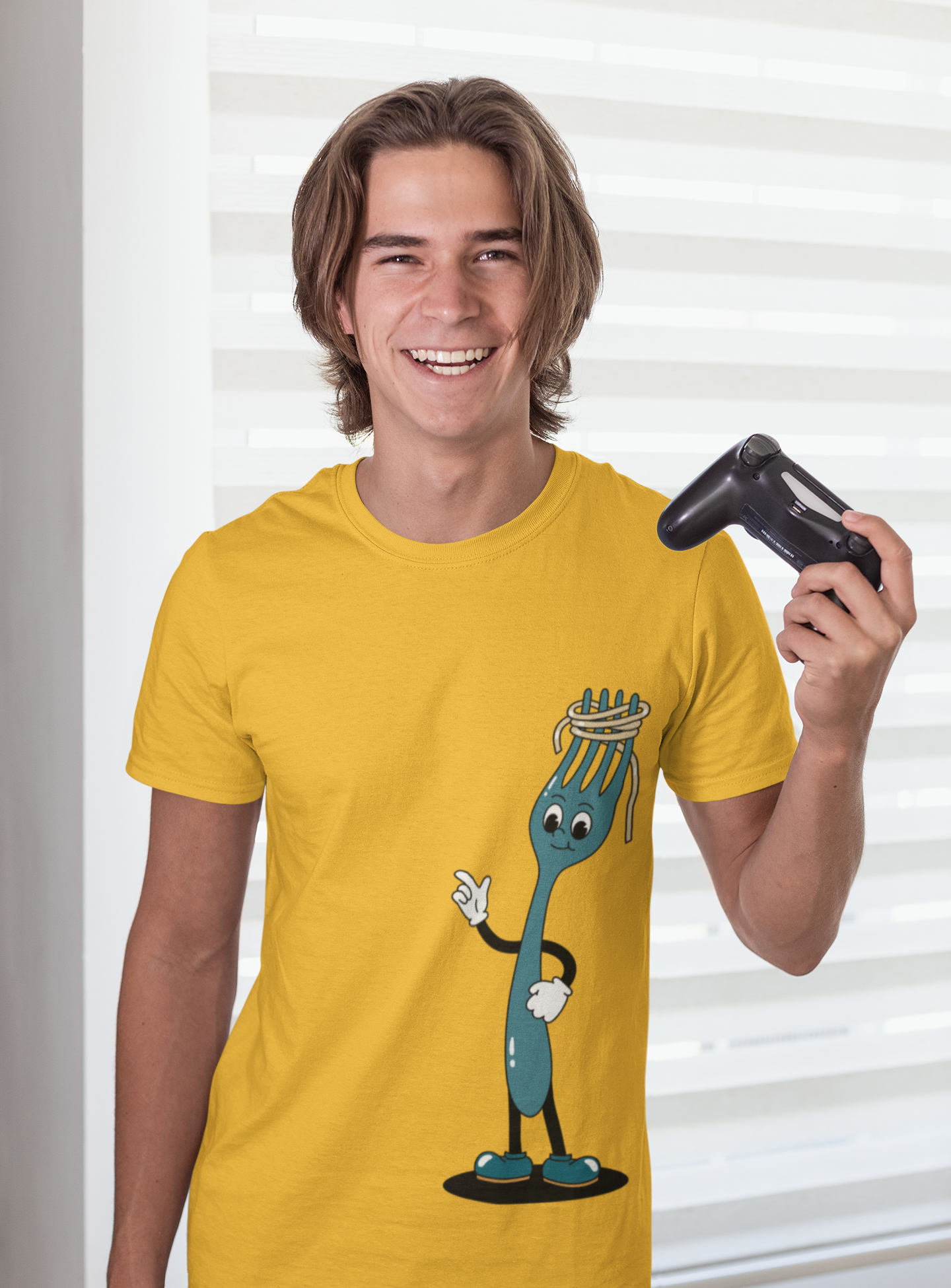 Quirky Fork Cartoon T-Shirt | Funny Kitchen Utensil Illustration | Gift for Foodie Chef Cook Baker | Whimsical Food Humor Tee
