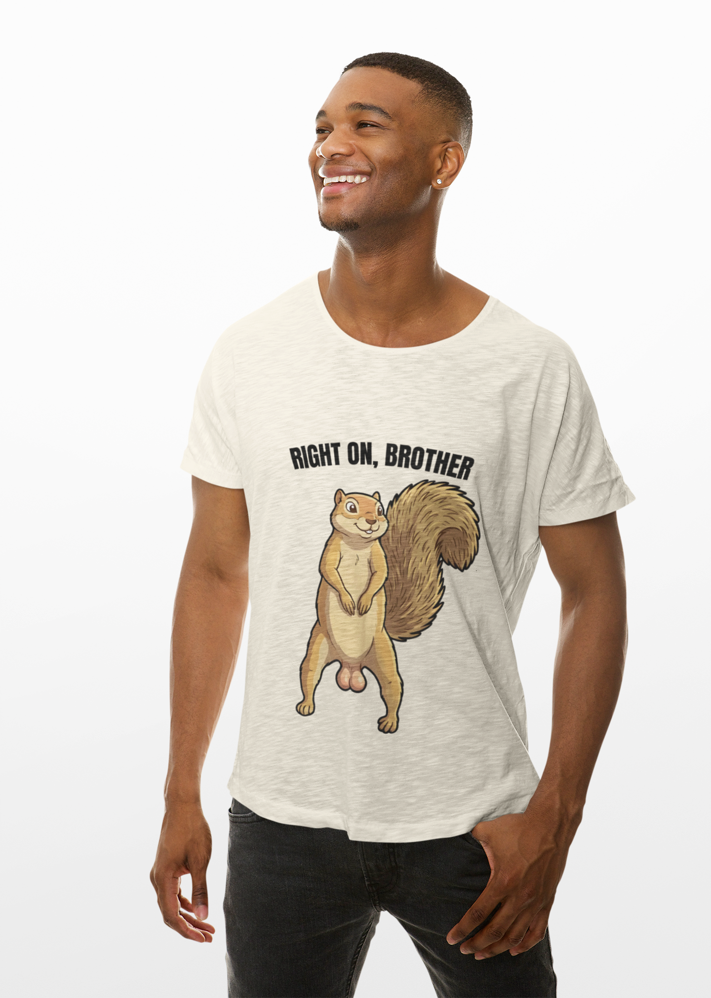 Right On Brother Squirrel T-Shirt | Retro 70s Groovy Animal Illustration | Gift Nature Lover Hippie Vintage Fan | Peace Love Wildlife Tee