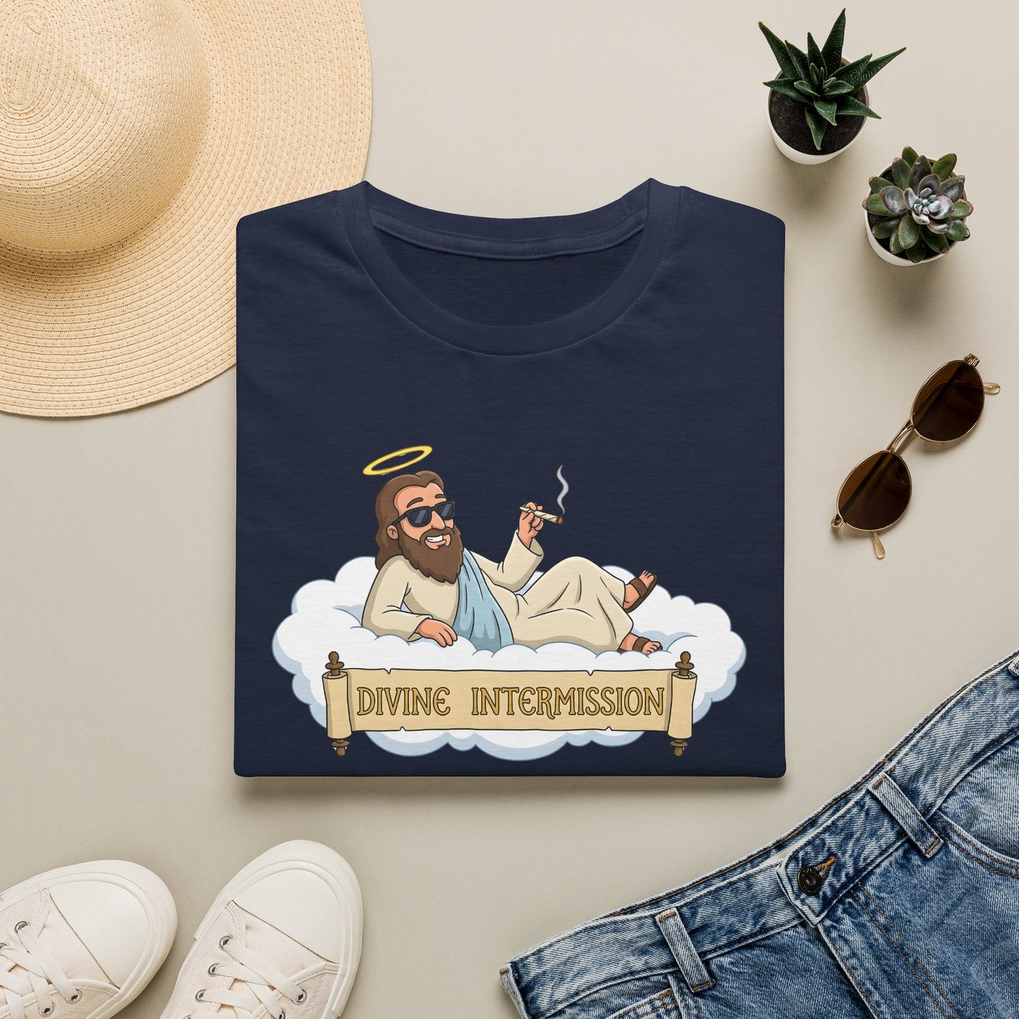 T-Shirt — "Divine Intermission" Relaxed Jesus Graphic Tee