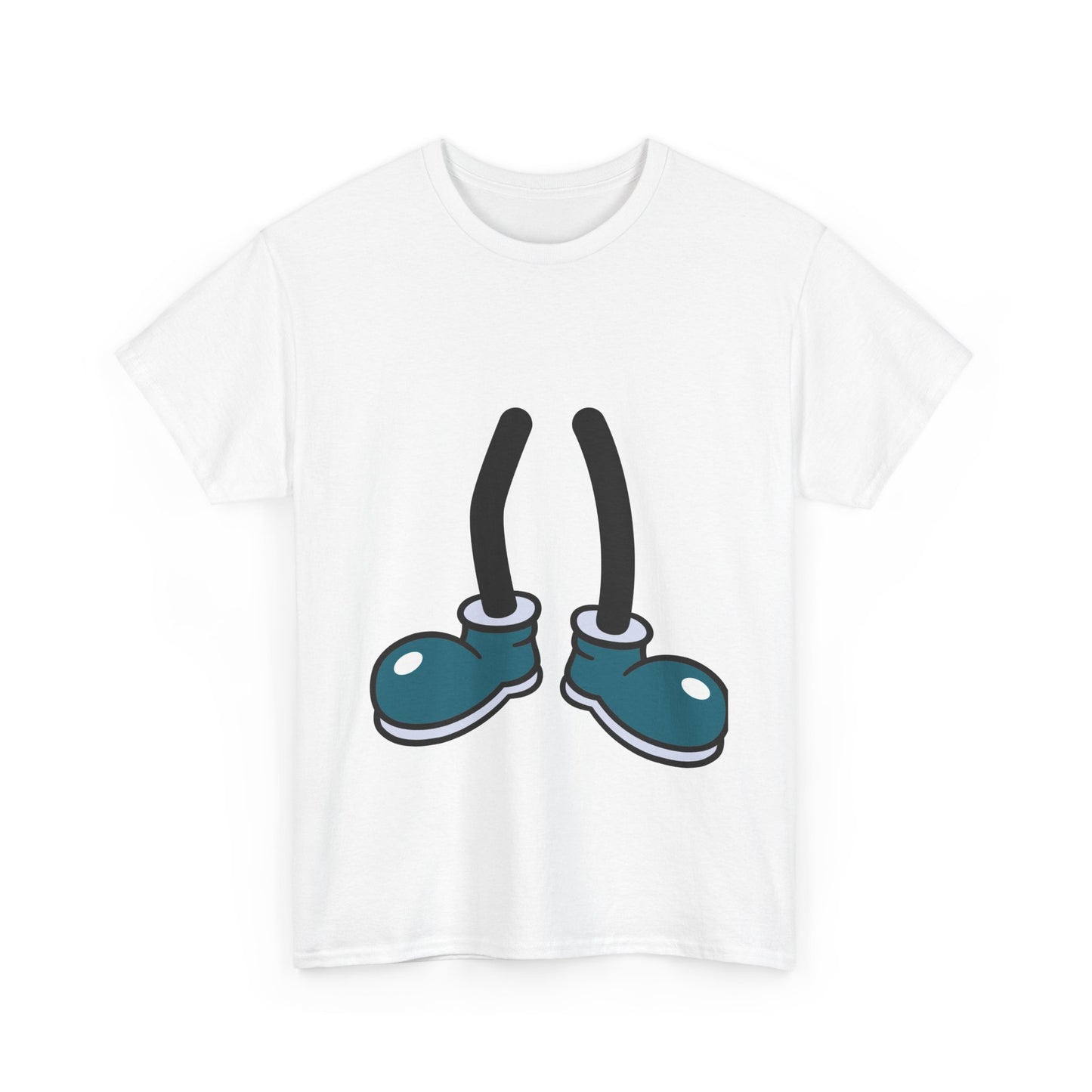 Blue Cartoon Shoes Walking Legs T-Shirt | Funny Quirky Illustration Humor Tee | Gift for Sneaker Lover Fashion Fan | Playful Art Statement