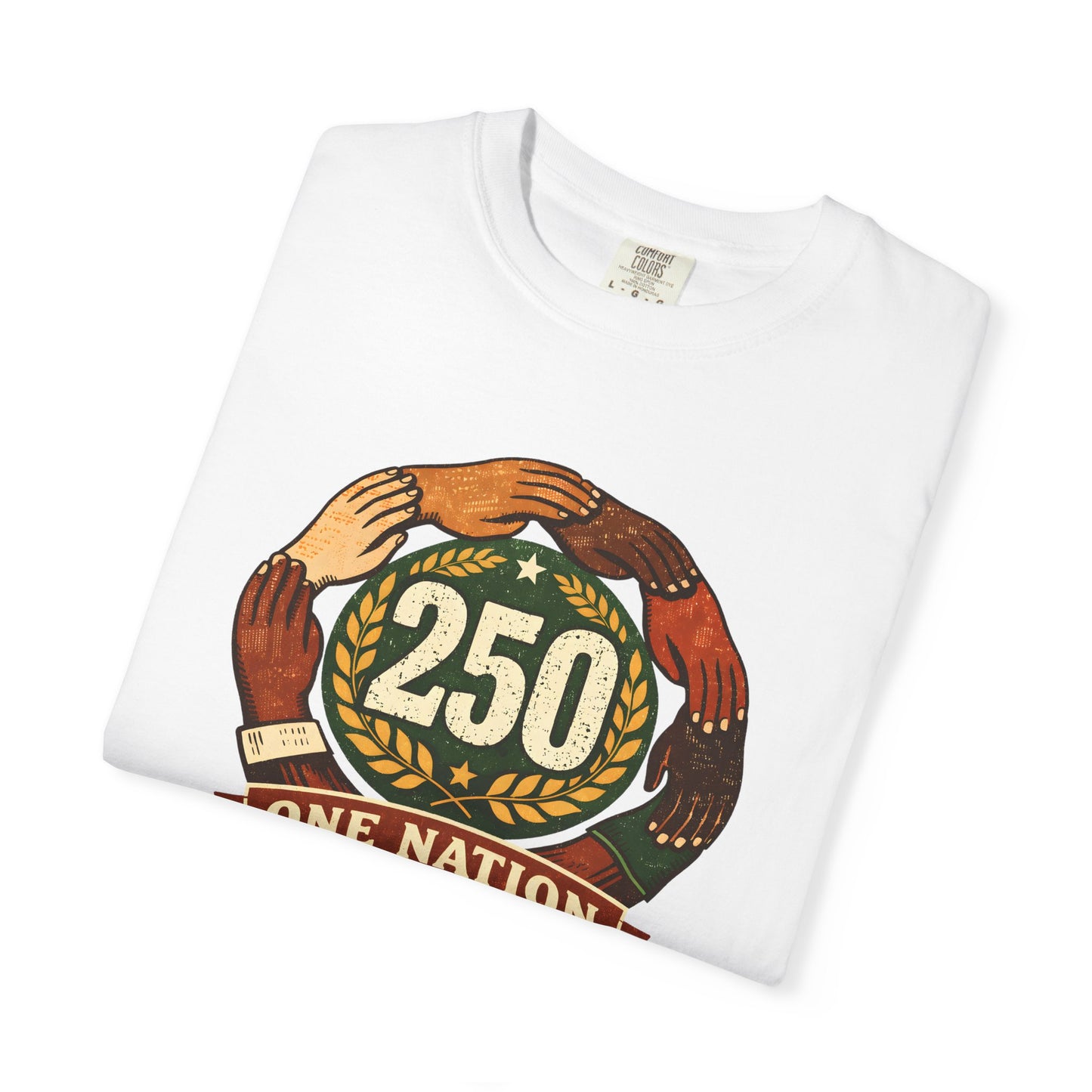 250 Year Anniversary | One Nation Many Stories 2026 T-Shirt | Unity Hands Emblem