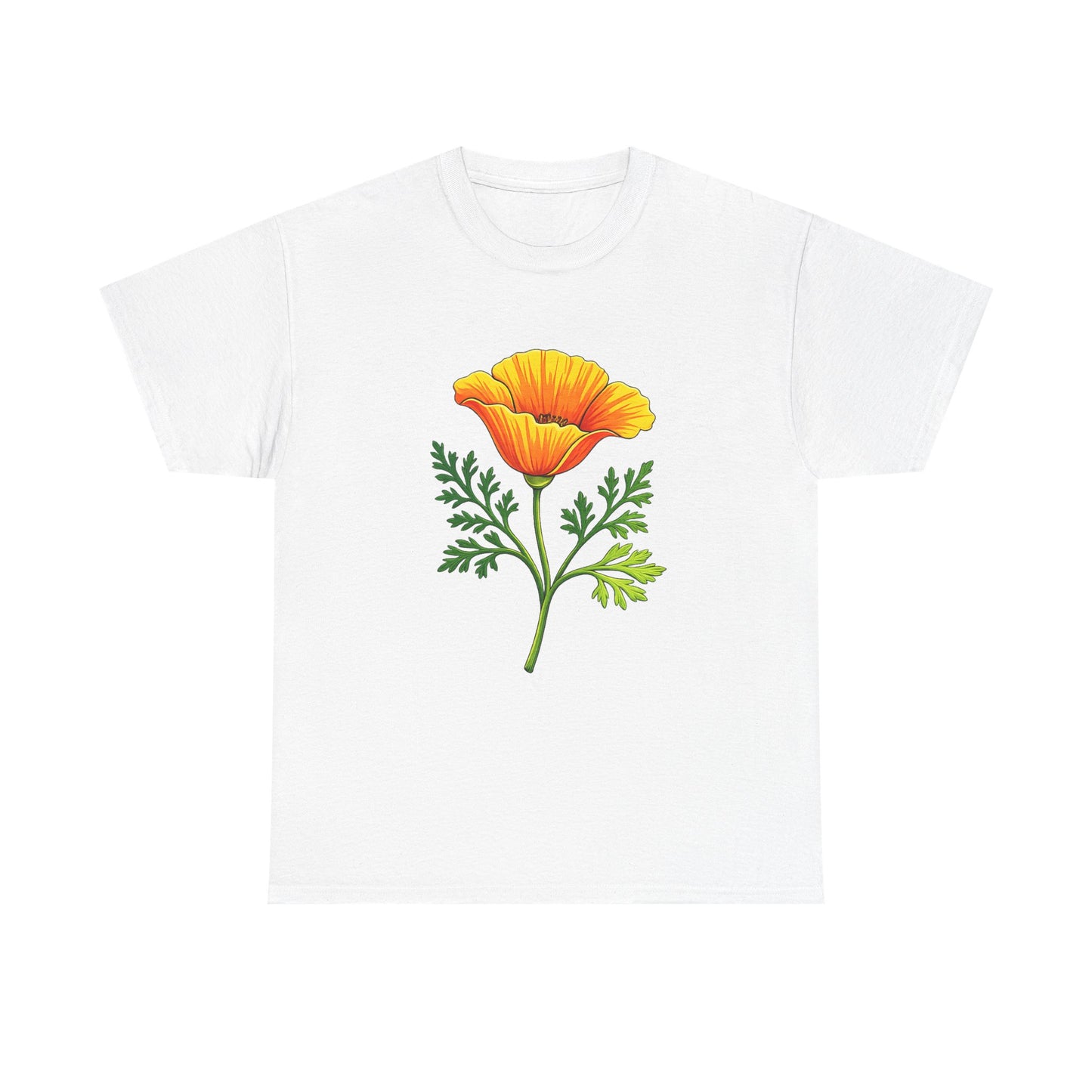 California Poppy T-Shirt | Orange Wildflower State Flower Botanical Tee | CA Pride Gift for Nature Lover Gardener | Spring Floral Shirt