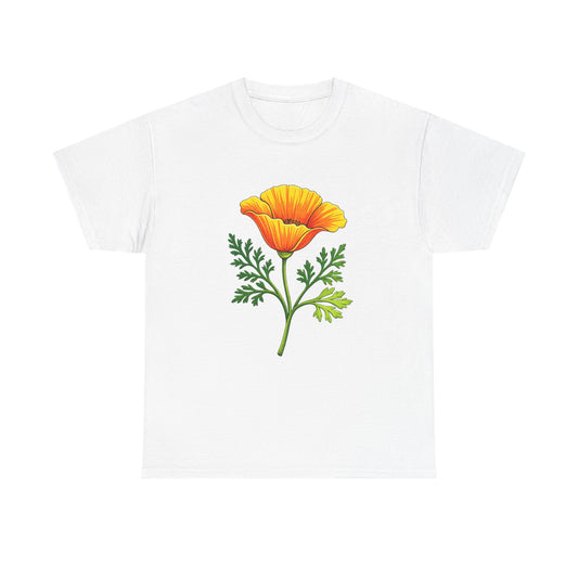 California Poppy T-Shirt | Orange Wildflower State Flower Botanical Tee | CA Pride Gift for Nature Lover Gardener | Spring Floral Shirt