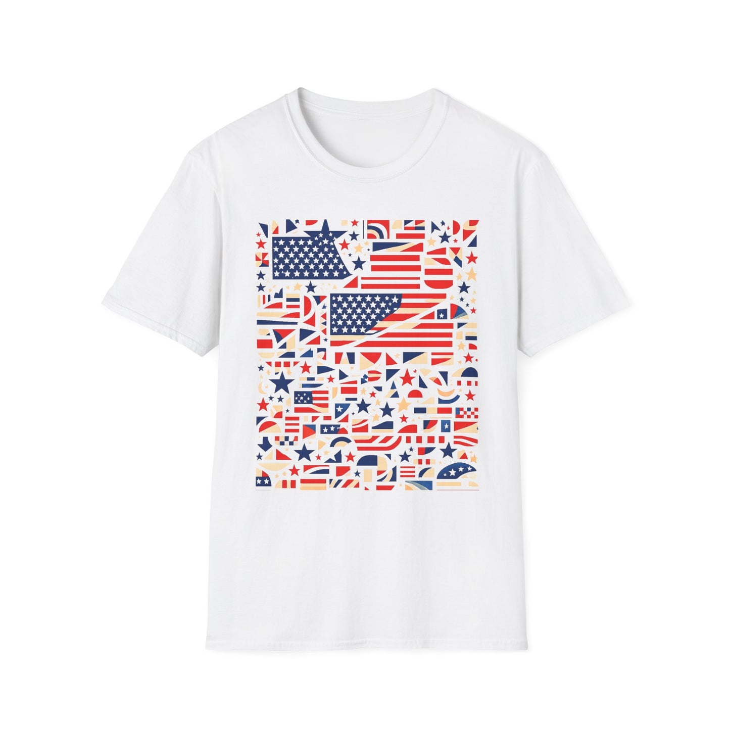 American Flag Mosaic T-Shirt | USA 250th Anniversary  | Semiquincentennial Patriotic Gift | 1776-2026 Abstract Art
