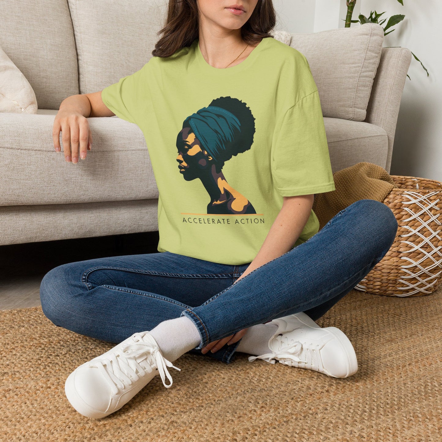 Afro Headwrap Portrait T‑Shirt — Empowering Black Woman Graphic Tee
