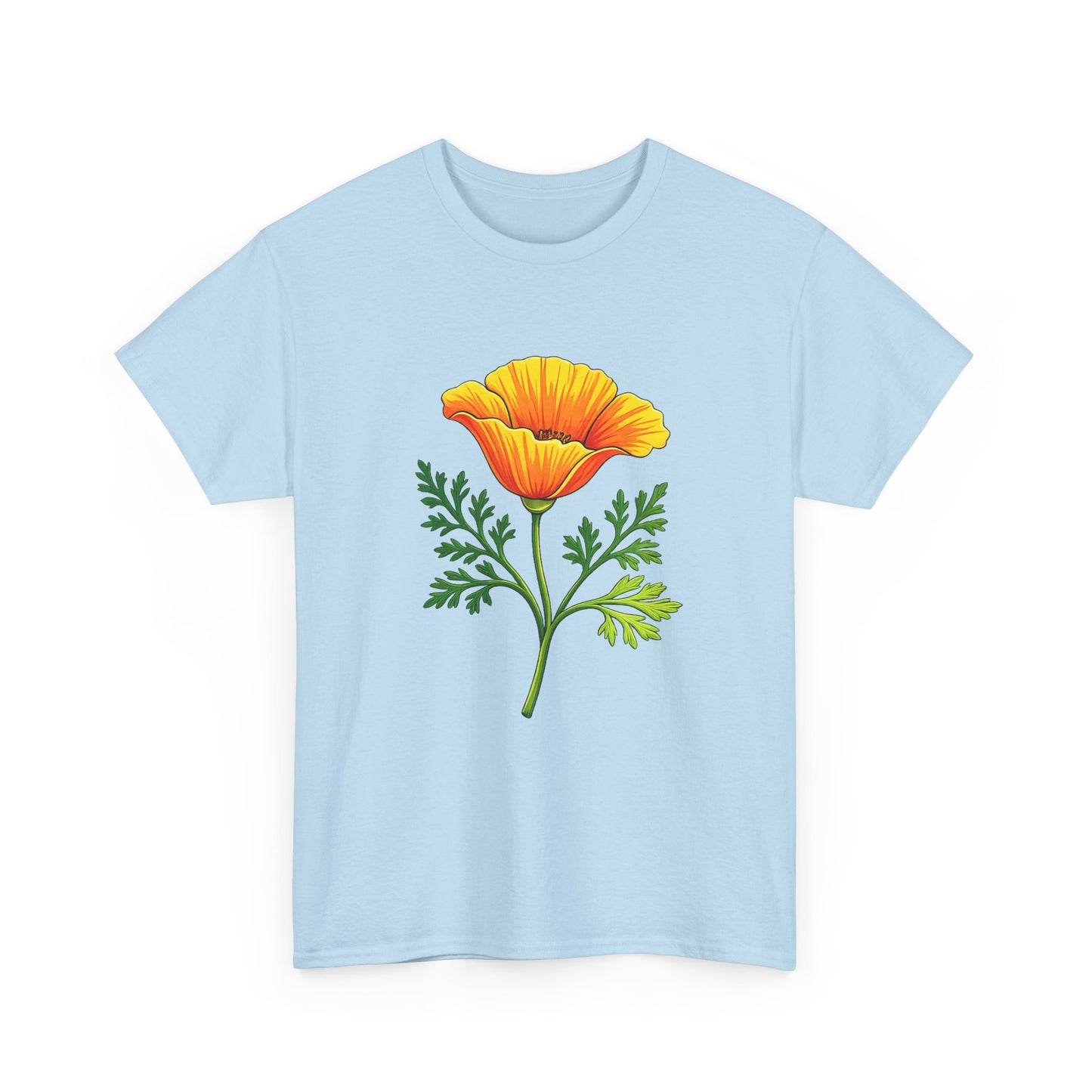 California Poppy T-Shirt | Orange Wildflower State Flower Botanical Tee | CA Pride Gift for Nature Lover Gardener | Spring Floral Shirt