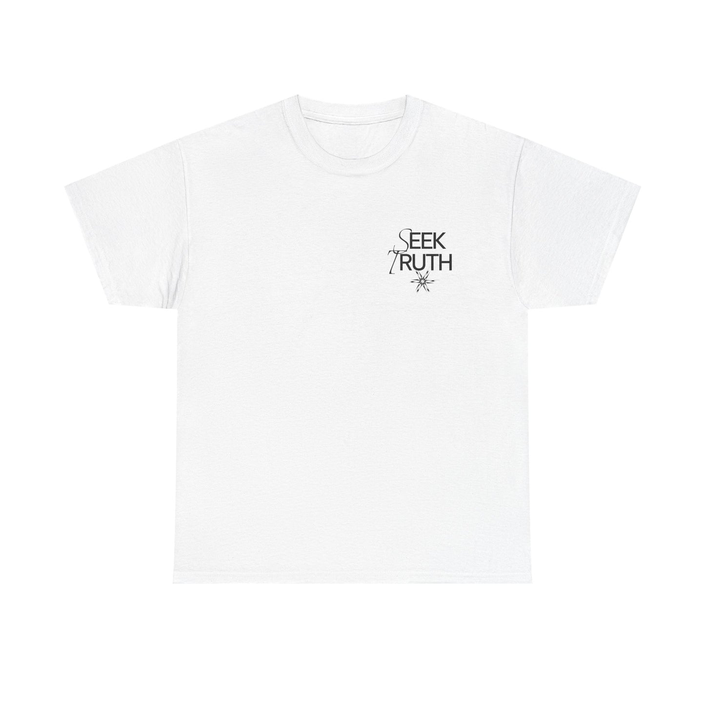 Seek Truth T-Shirt | Minimalist Philosophy Script Logo Tee | Gift for Truth Seeker Thinker Free Spirit | Inspirational Statement Shirt