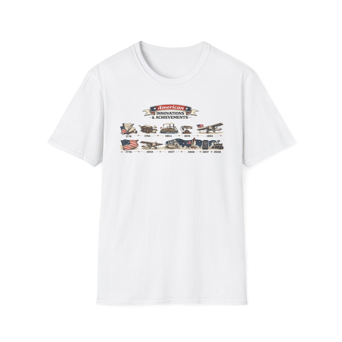 American Innovations Achievements T-Shirt | USA 250 History Science Technology | Semiquincentennial  Educational Gift | American Pride Tee