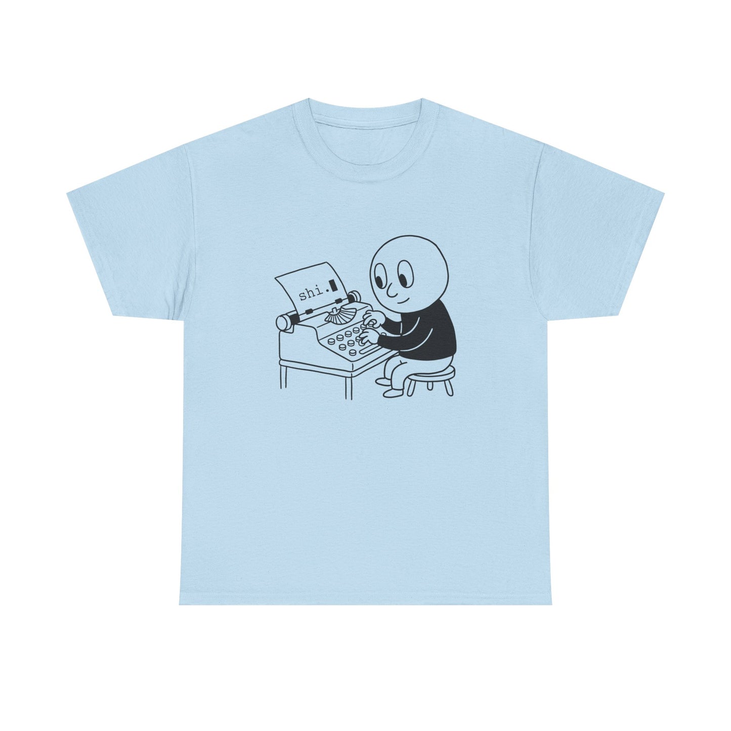 Smiley Cartoon Typist, T-Shirt | Retro Typewriter Player Tee