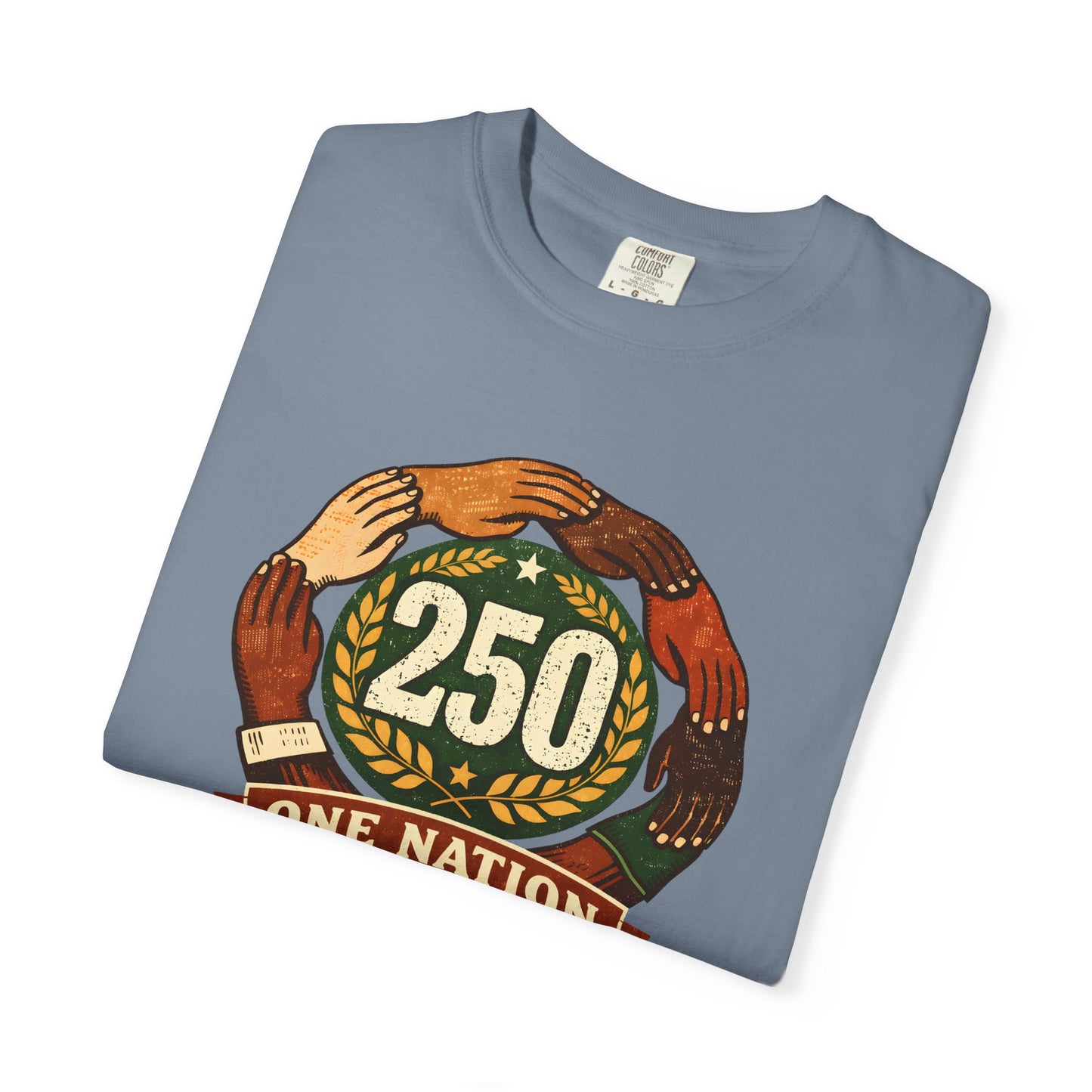 250 Year Anniversary | One Nation Many Stories 2026 T-Shirt | Unity Hands Emblem
