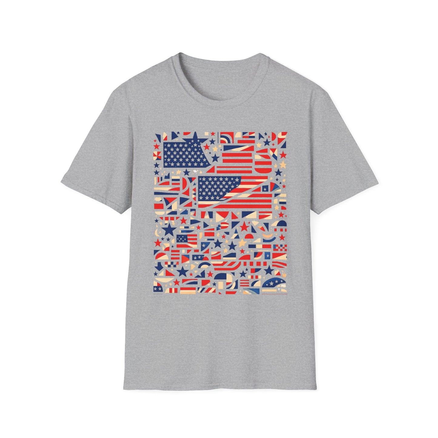 American Flag Mosaic T-Shirt | USA 250th Anniversary  | Semiquincentennial Patriotic Gift | 1776-2026 Abstract Art