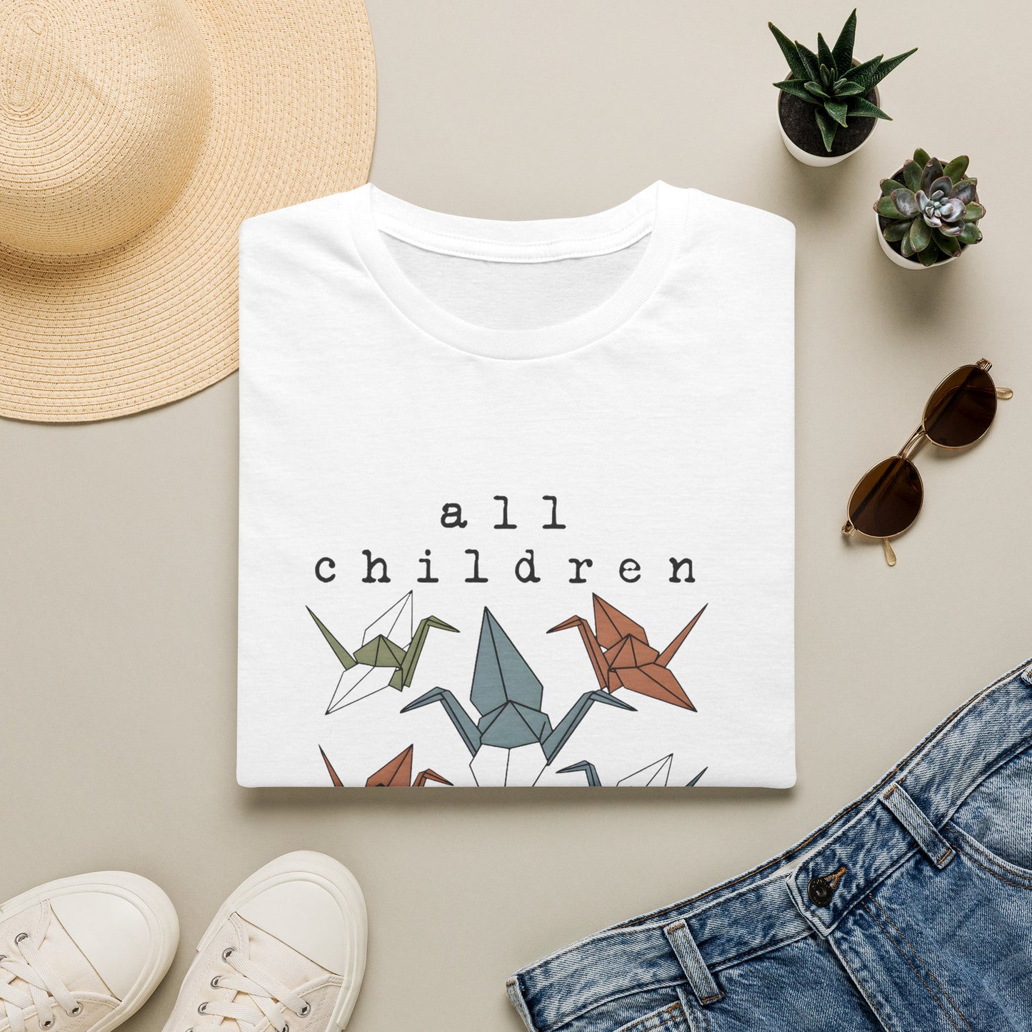 T-Shirt — "All Children Deserve Tomorrow" Origami Crane Tee